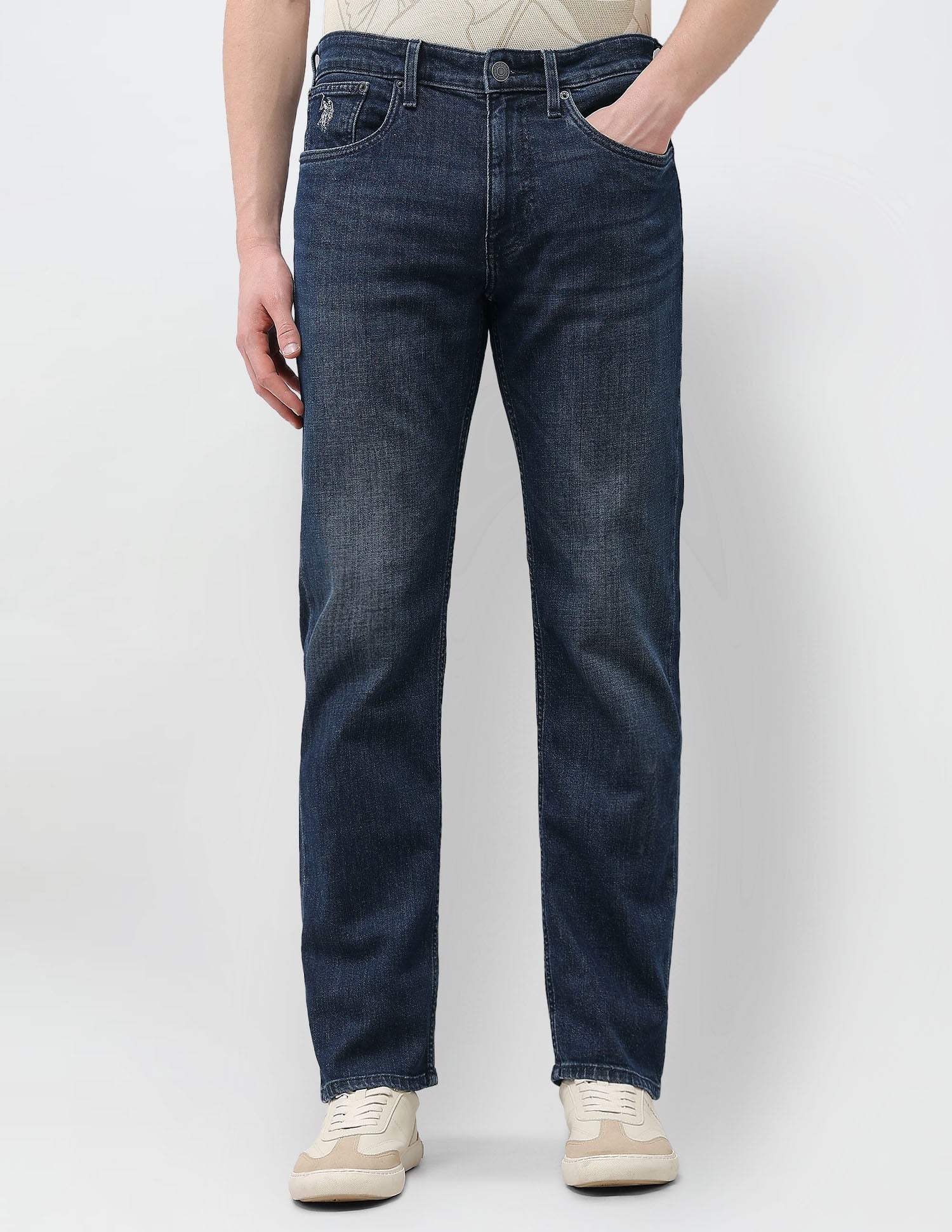 Harold Slim Straight Fit Blue Jeans Tinted Blue - U.S. Polo Assn. India | Large