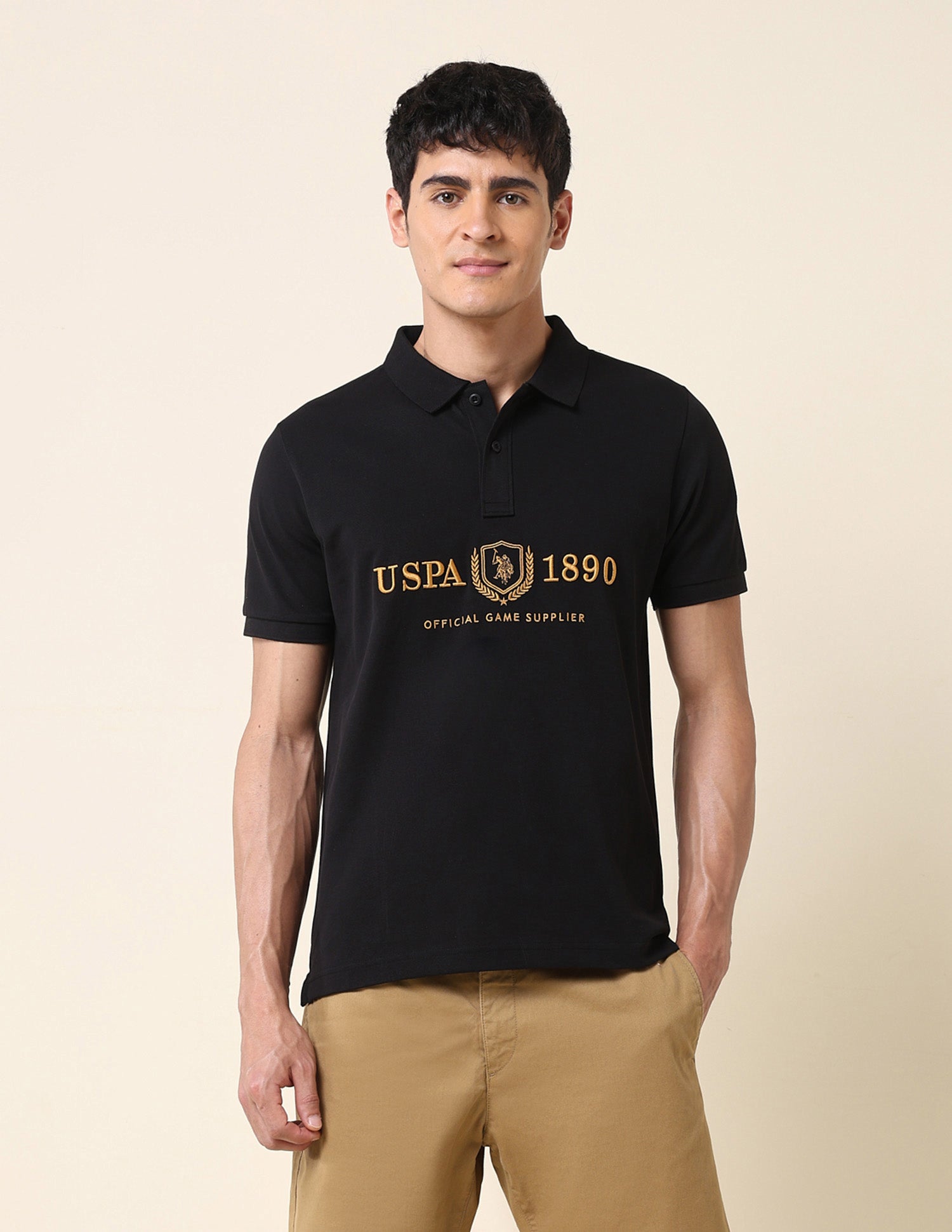 Brand Embroidered Classic Polo Shirt Black - U.S. Polo Assn. India | Large