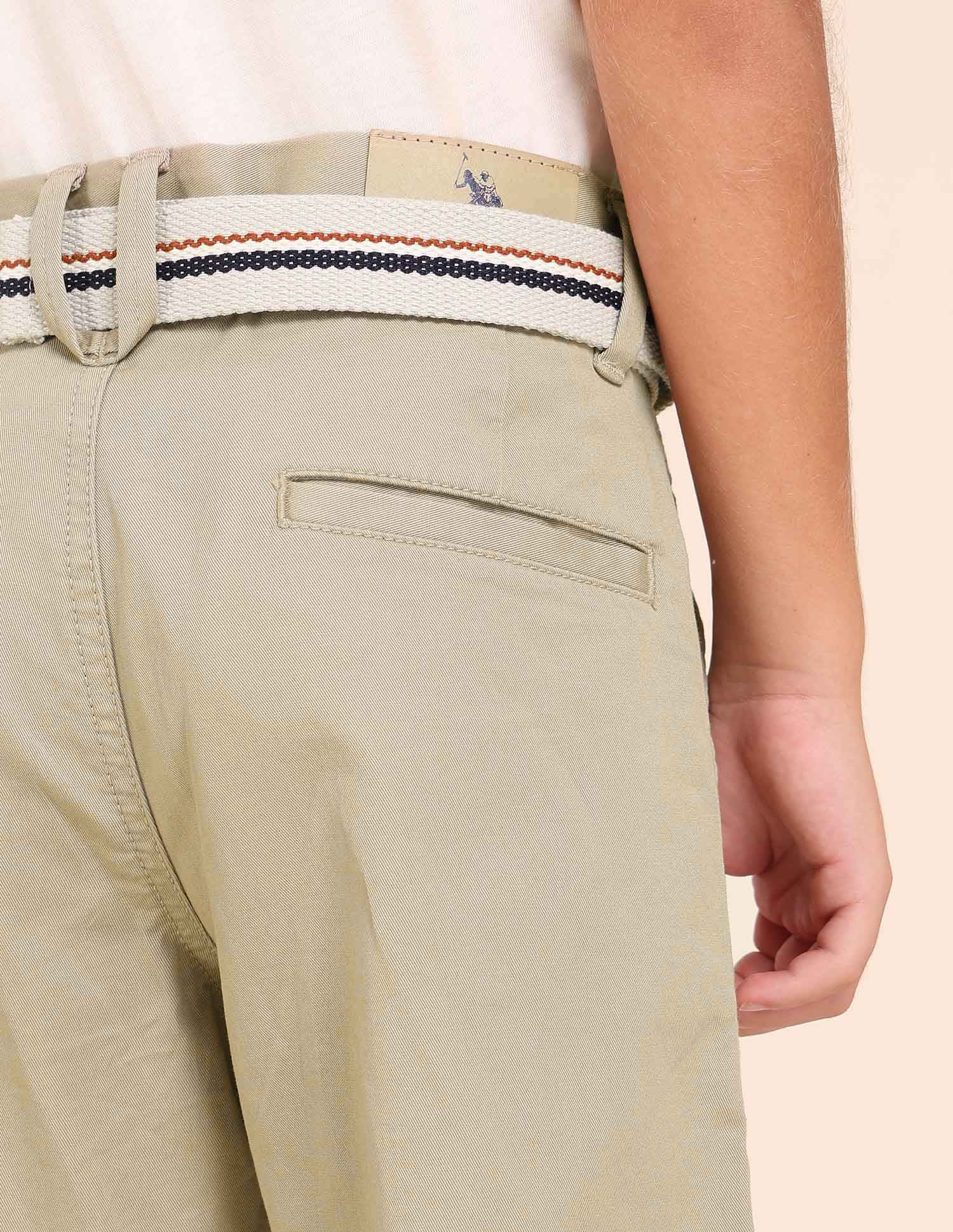 Boys Pure Cotton Slim Fit Trousers Khaki - U.S. POLO ASSN. | Large