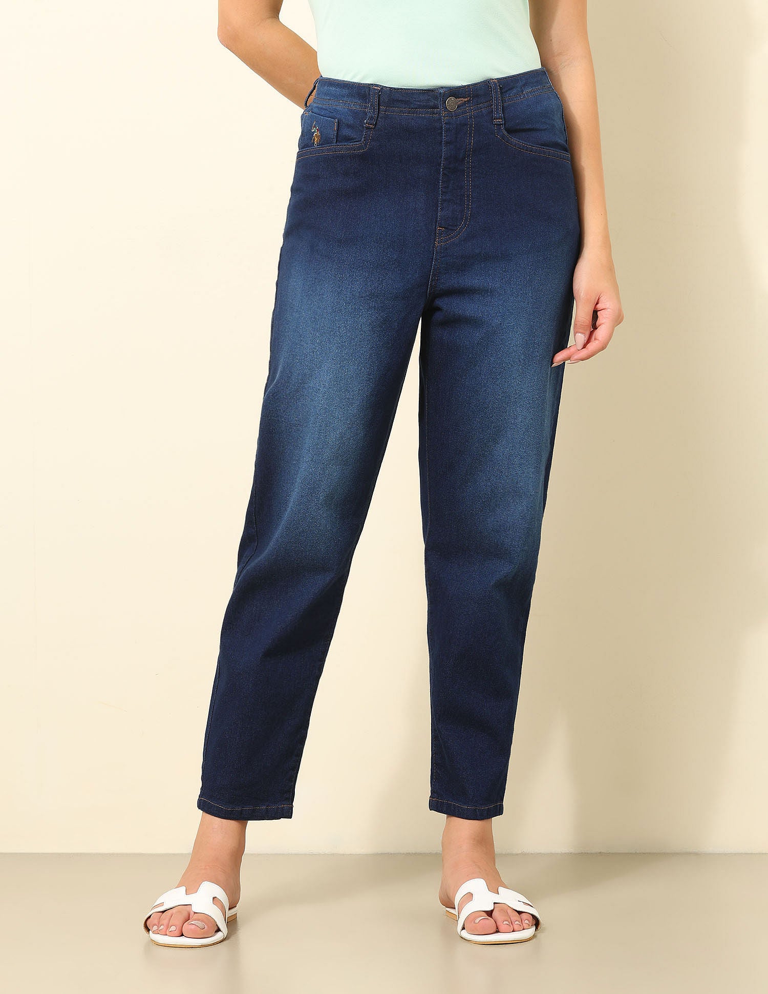 High Rise Carrot Fit Jeans Dark Blue - U.S. Polo Assn. India | Large