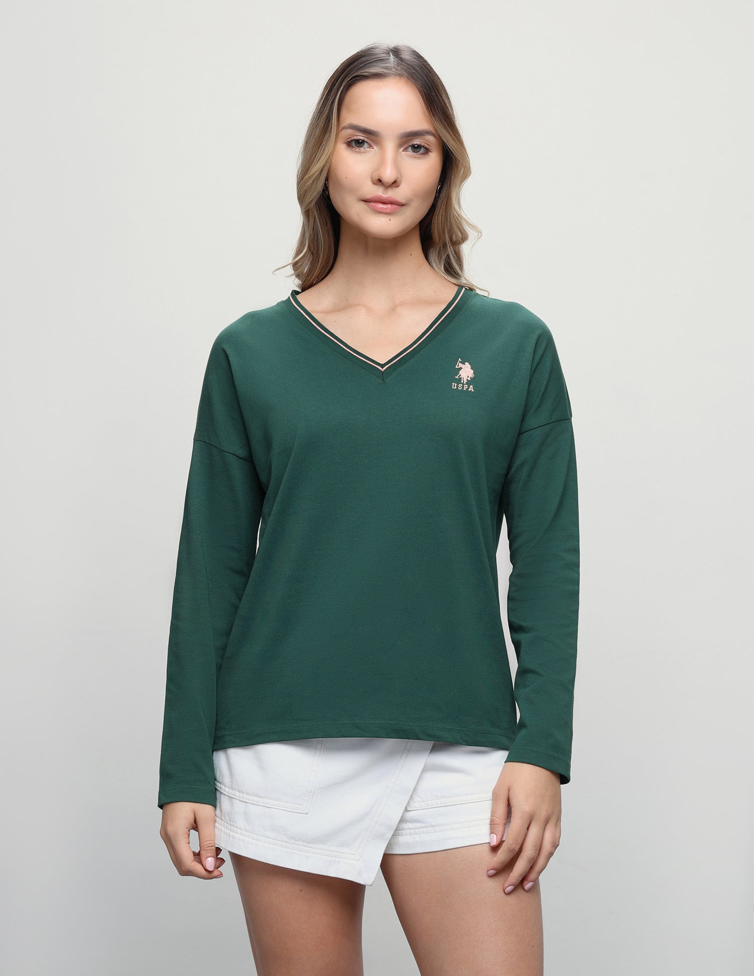 Solid Relaxed Fit T-Shirt Dark Green - U.S. Polo Assn. India | Large