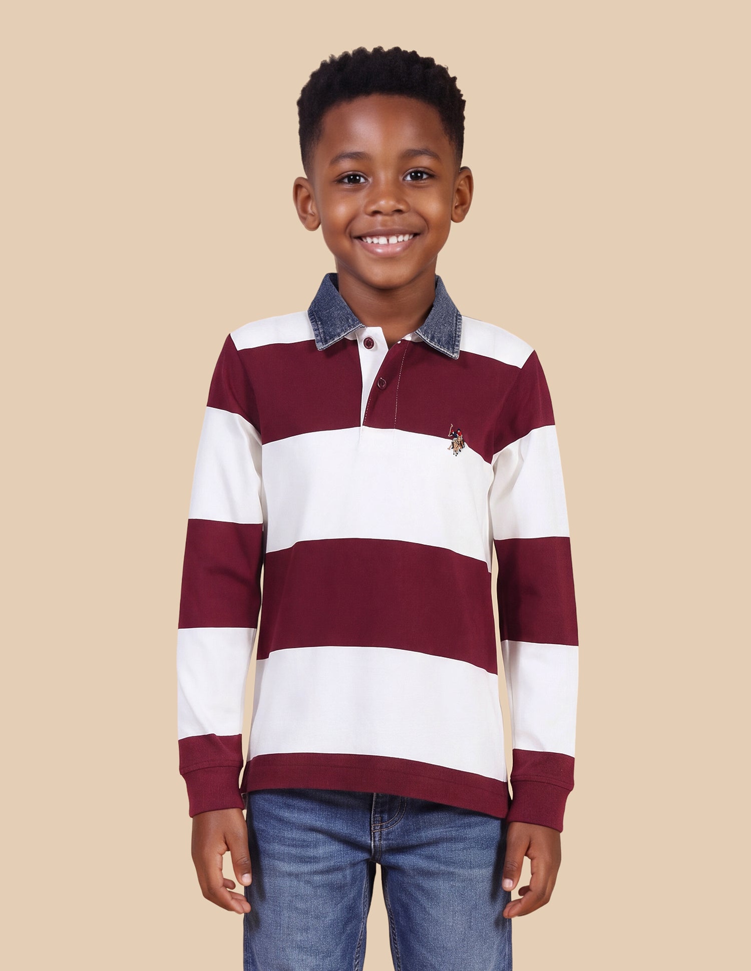 Horizontal Striped Regular Fit Polo Shirt Maroon - U.S. Polo Assn. India | Large
