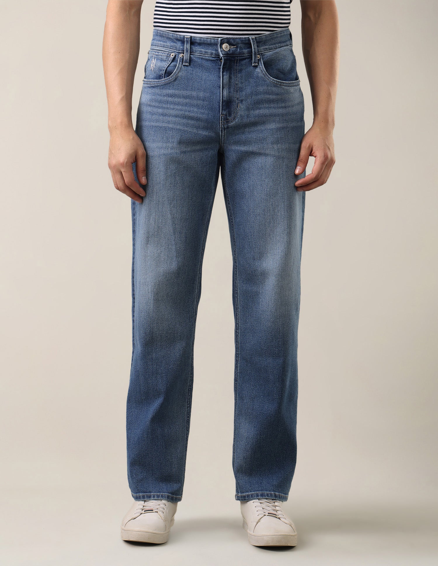 Shawn Relaxed Fit Blue Jeans Mid Blue - U.S. Polo Assn. India | Large