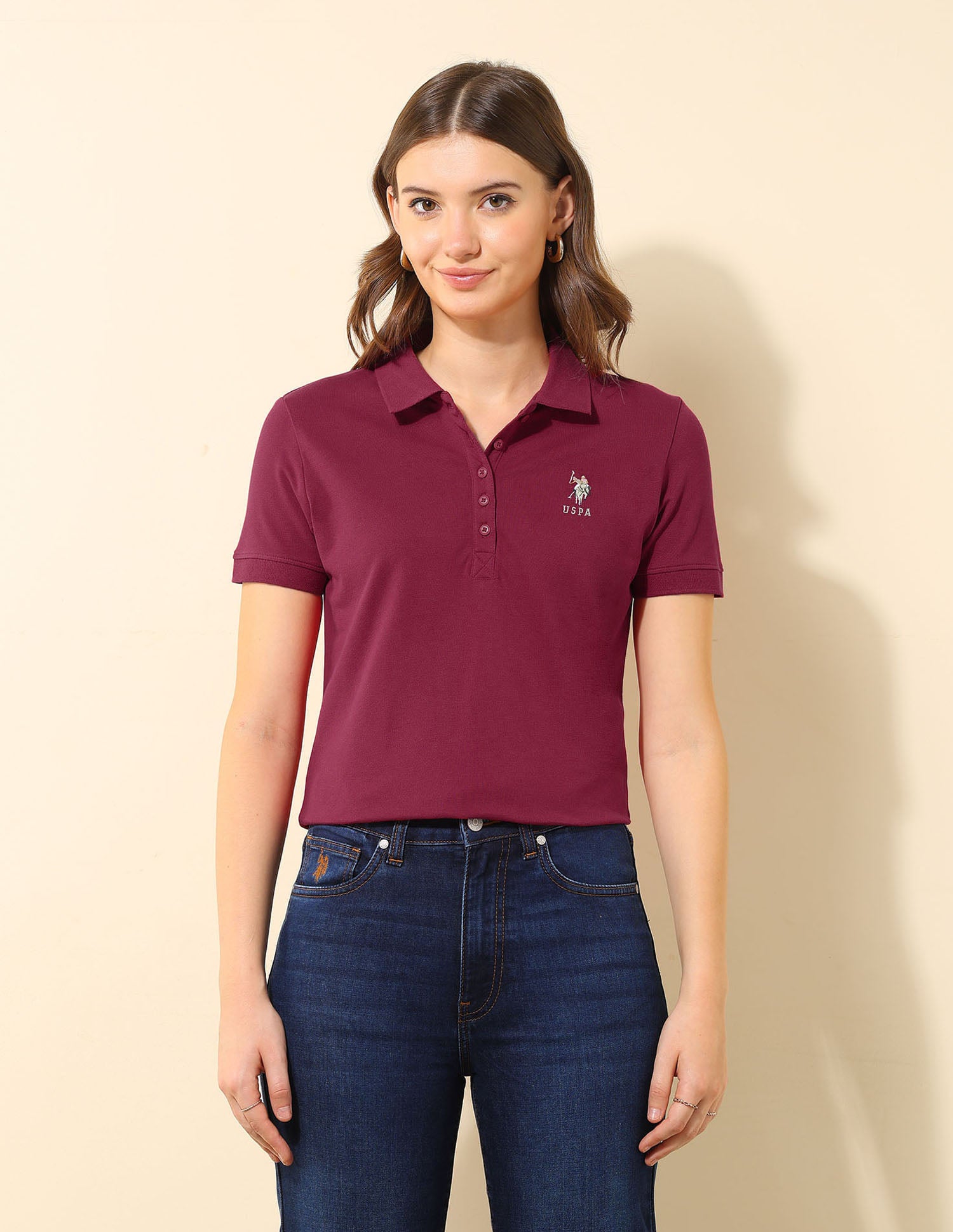 Solid Slim Polo Shirt Fuchsia - U.S. Polo Assn. India | Large