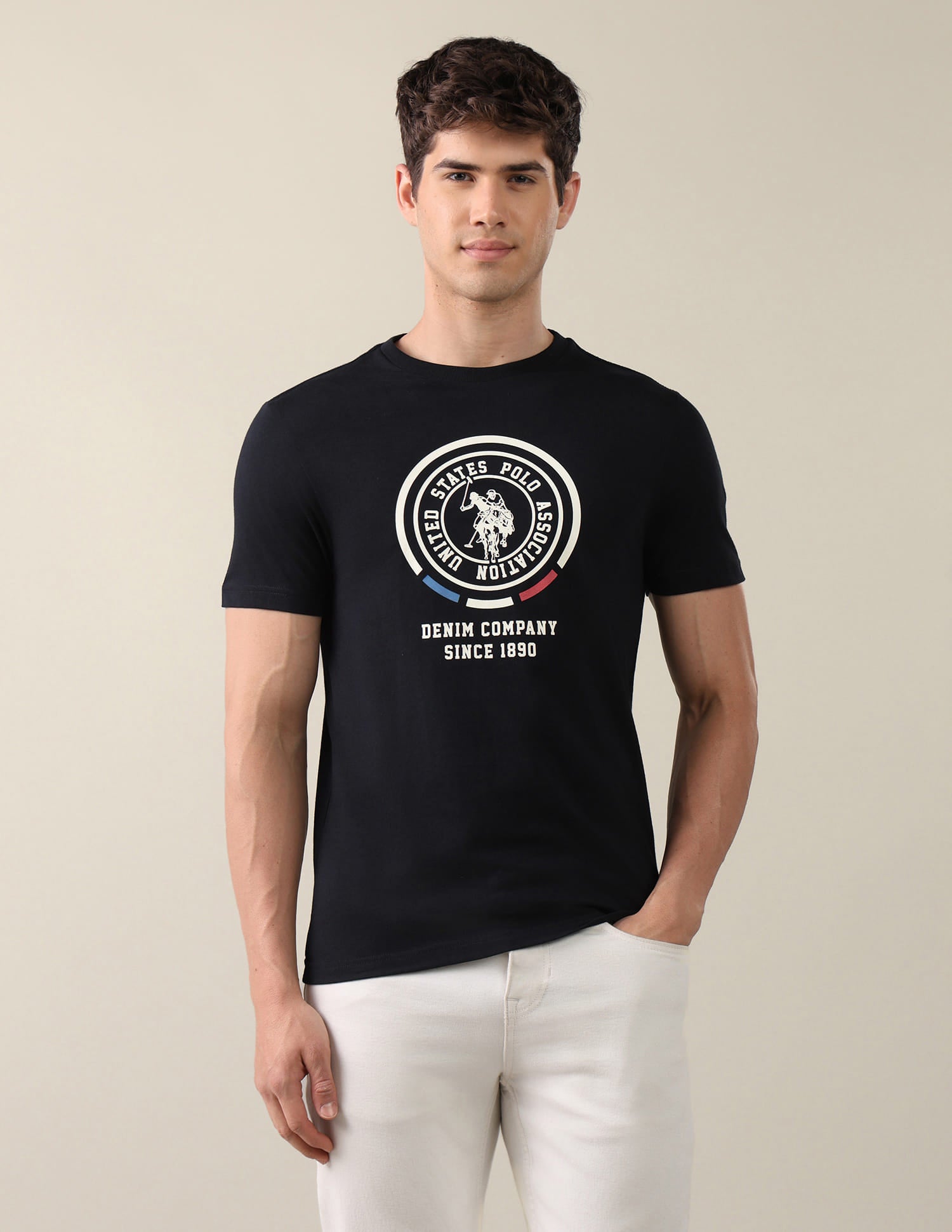 Graphic Brand Printed Regular Fit T-Shirt Blue - U.S. Polo Assn. India | Large