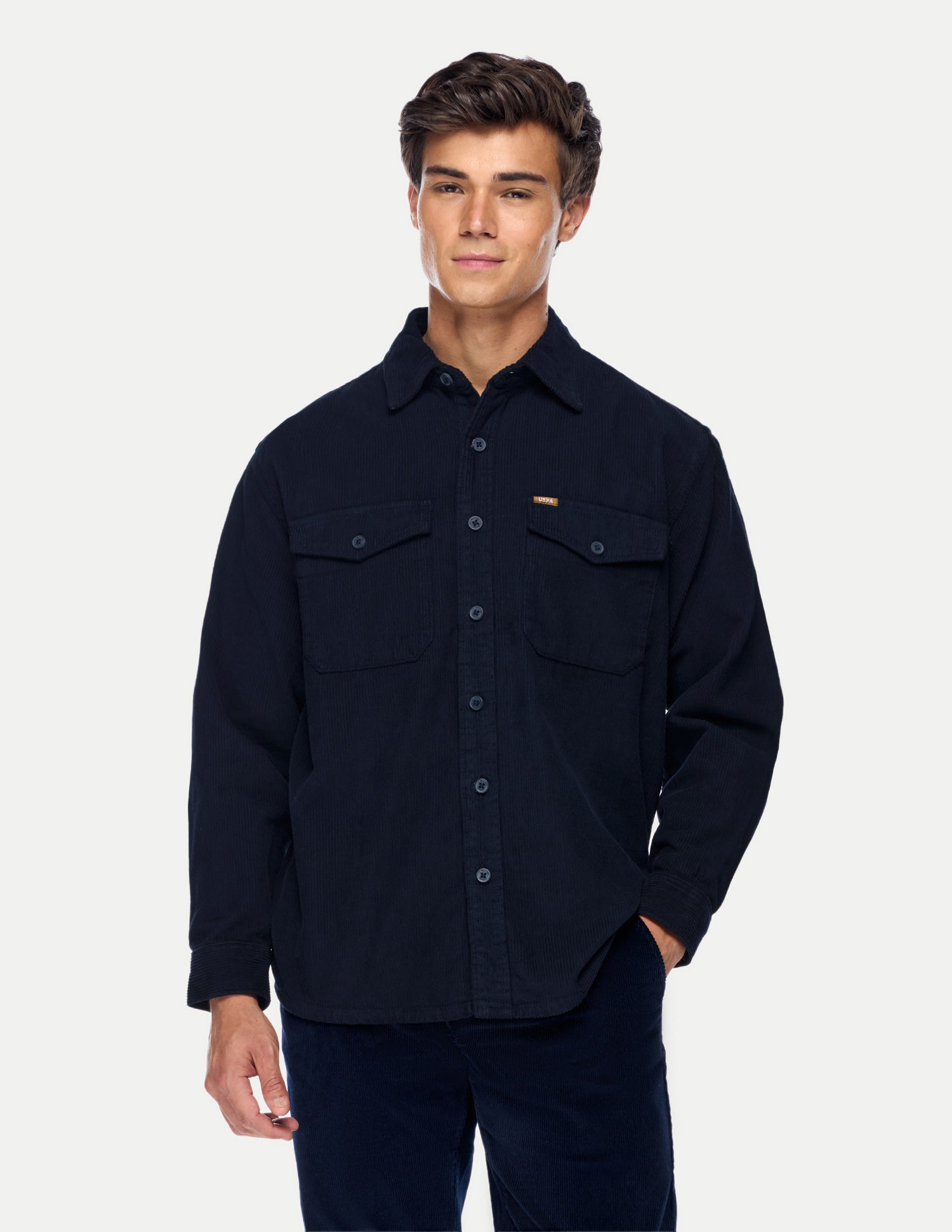 Corduroy Regular Fit Shirt Navy - U.S. Polo Assn. India | Large