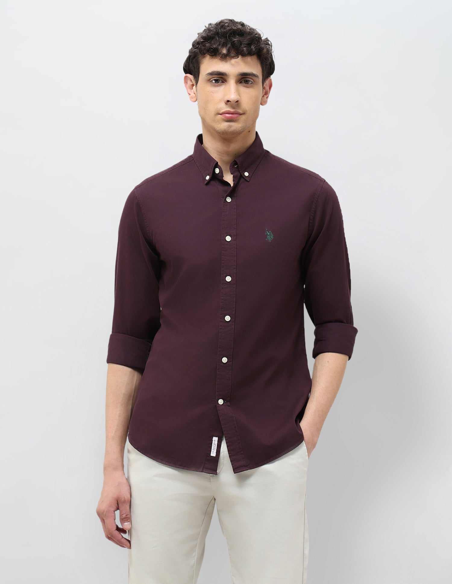 Twill Tailored Fit Shirt Wine - U.S. POLO ASSN. | Large