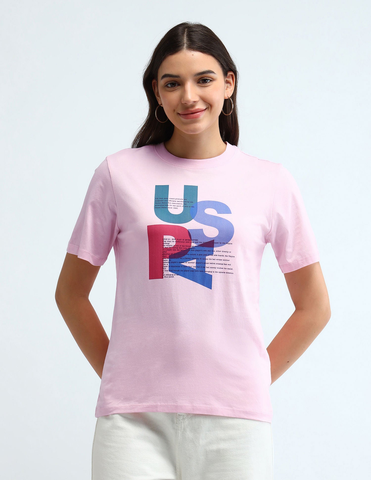 Boxy Fit Typographic T-Shirt Light Pink - U.S. POLO ASSN. | Large