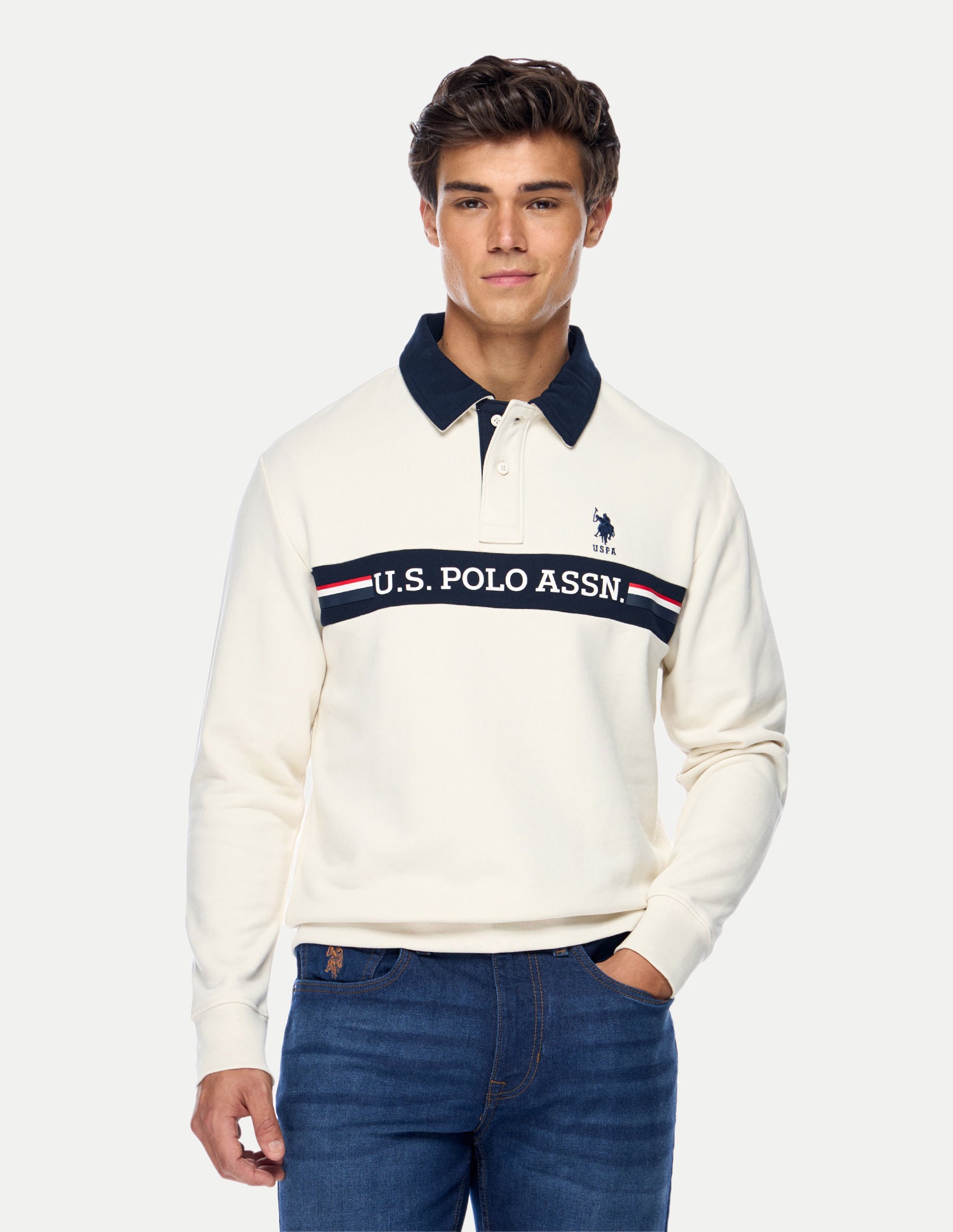 Brand Printed Regular Fit Sweatshirt Off White - U.S. Polo Assn. India | Large