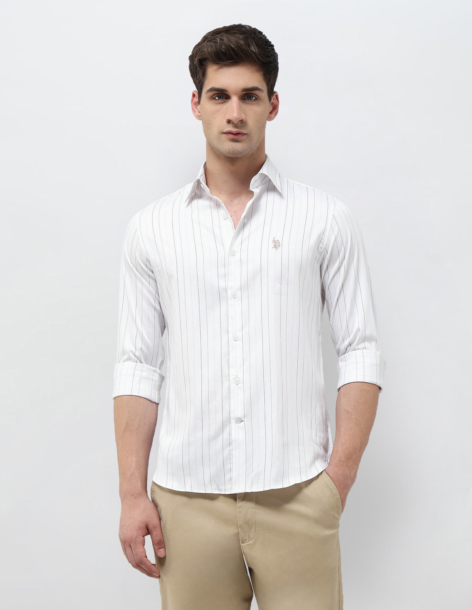 Vertical Striped Regular Fit Shirt Off White - U.S. POLO ASSN. | Large