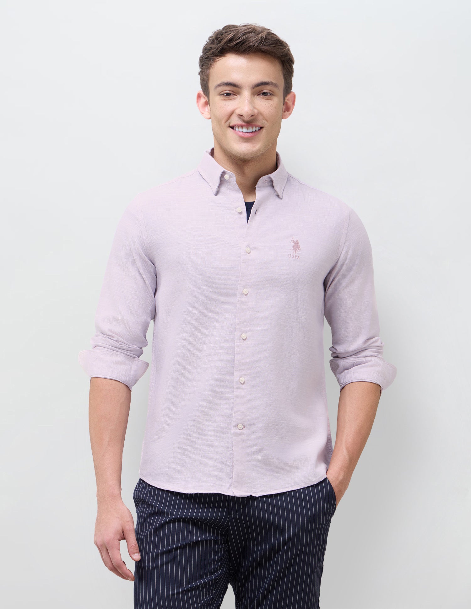 Solid Seersucker Shirt Pink - U.S. Polo Assn. India | Large