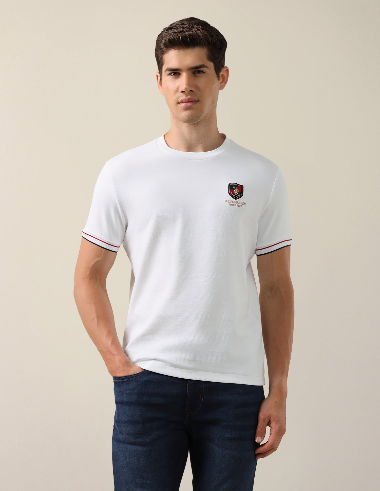 Solid Slim Fit T-Shirt White - U.S. Polo Assn. India | Large