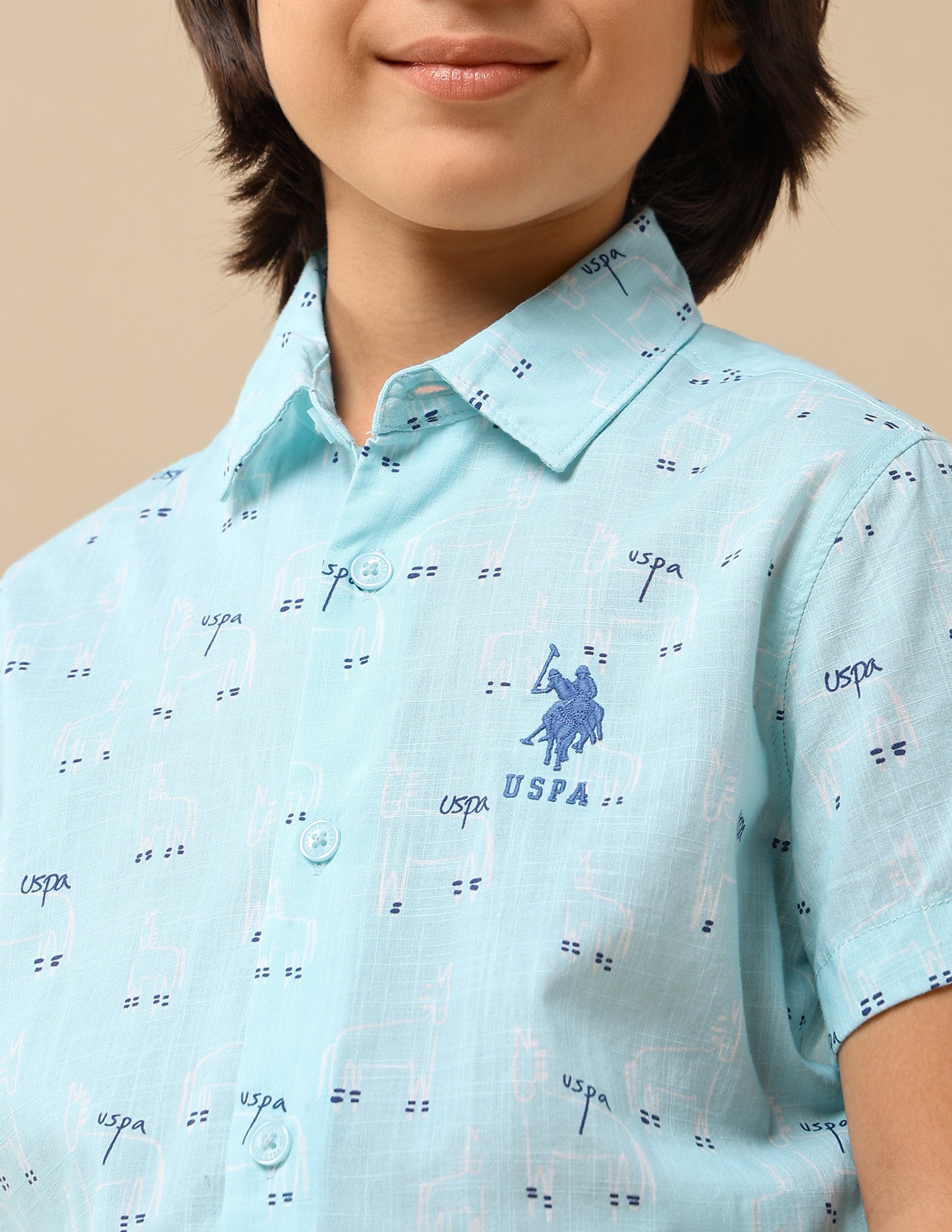 Boys Conversational Brand Printed Shirt Blue - U.S. POLO ASSN. | Large