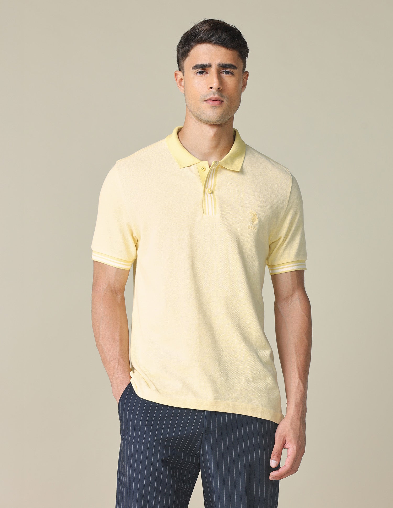 Pure Cotton Regular Fit Polo Shirt Light Yellow - U.S. POLO ASSN. | Large