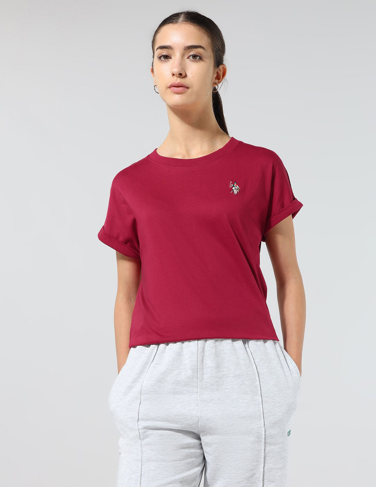 Regular Fit Solid Lounge T-Shirt Dark Red - U.S. POLO ASSN. | Large