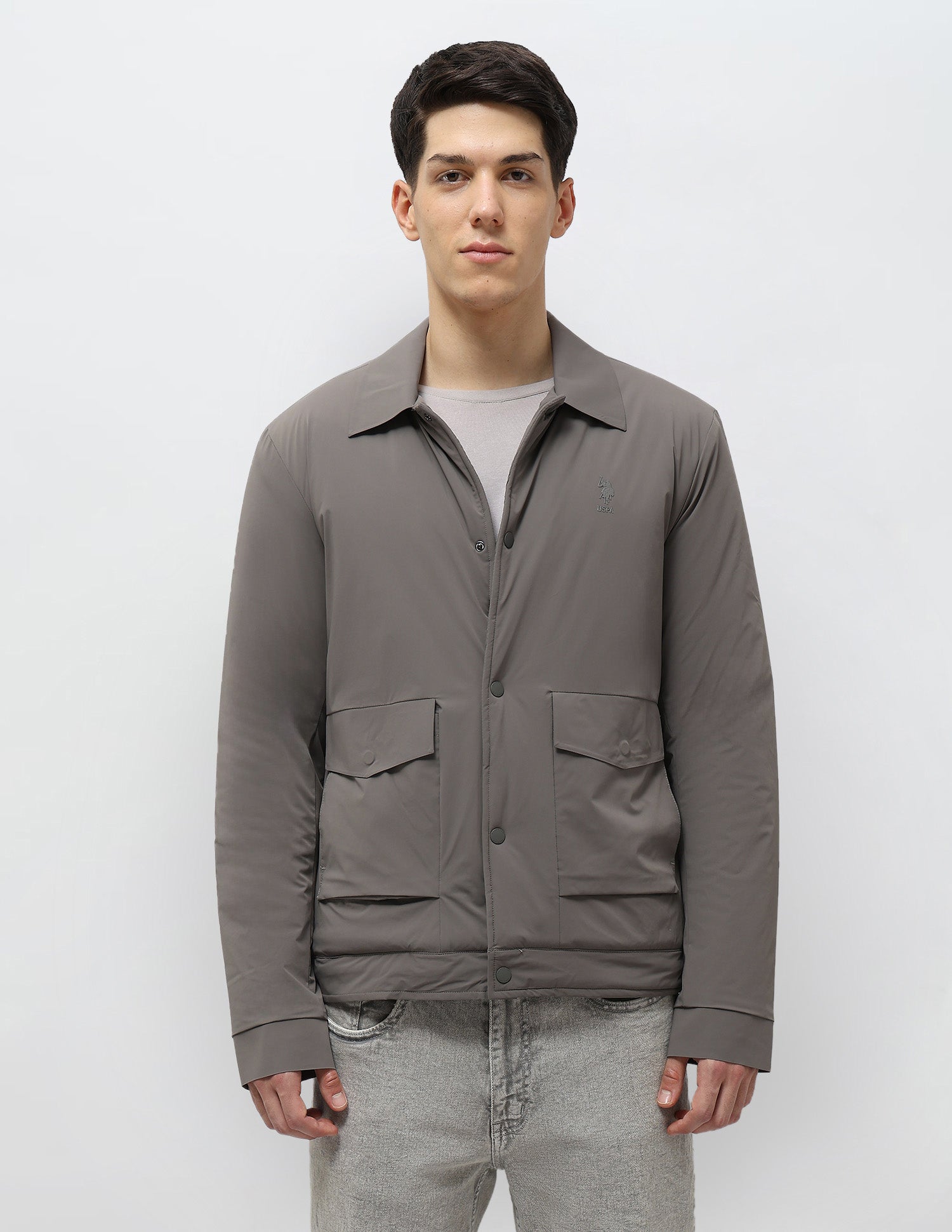 Solid Regular Fit Jacket Grey - U.S. POLO ASSN. | Large