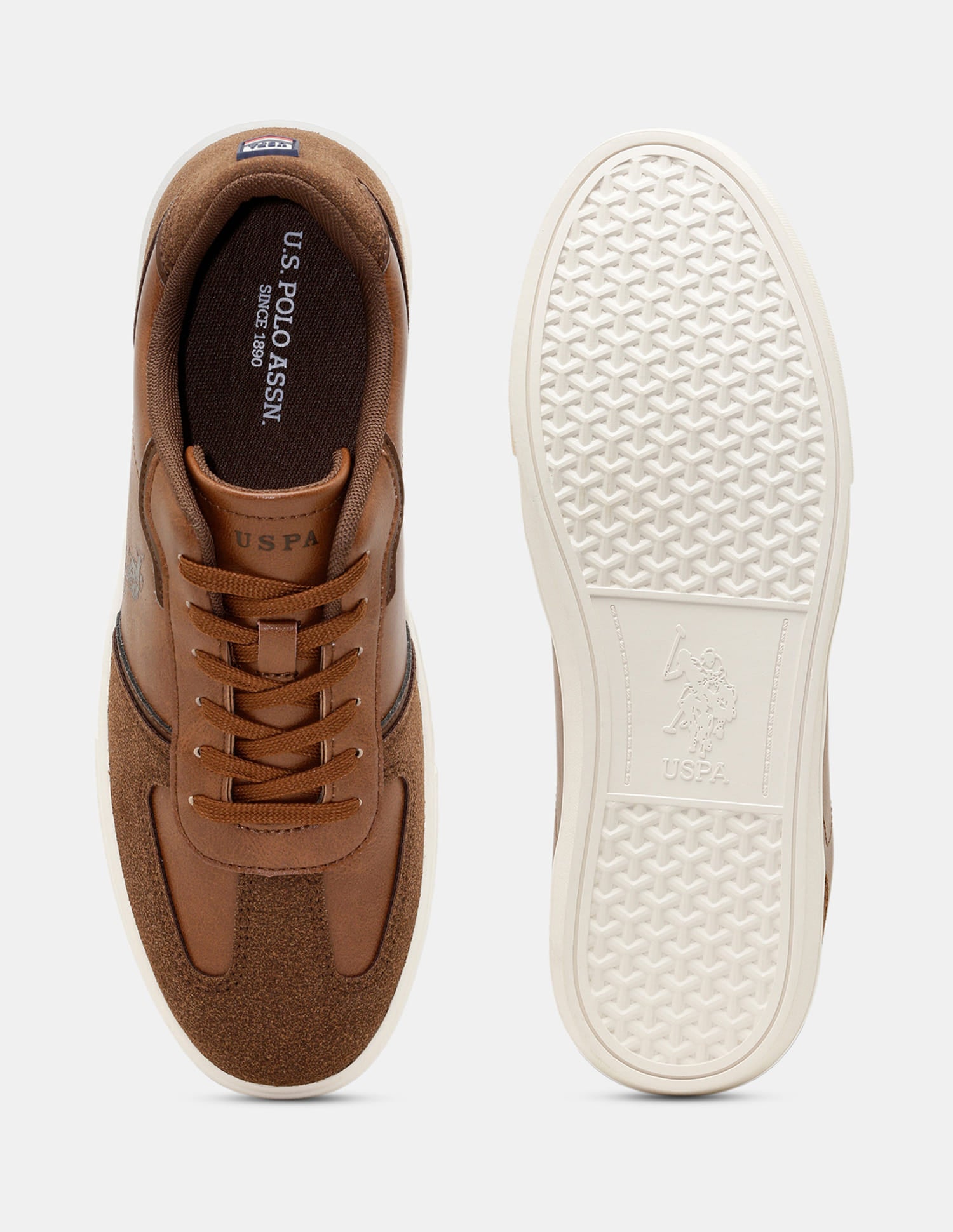 Men Lace-Ups Round Toe Oberon Sneakers Tan - U.S. Polo Assn. India | Large
