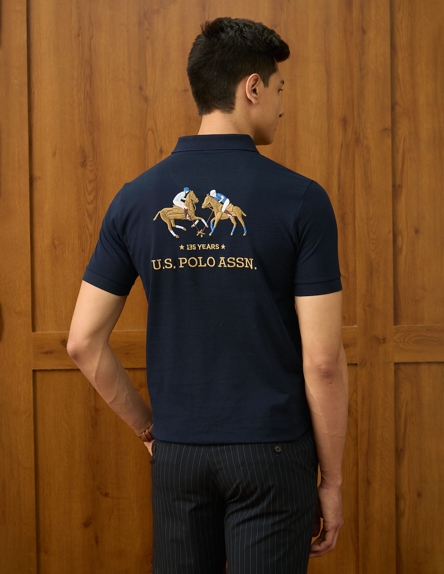 Brand Embroidered Varsity Polo Shirt Navy - U.S. POLO ASSN. | Large