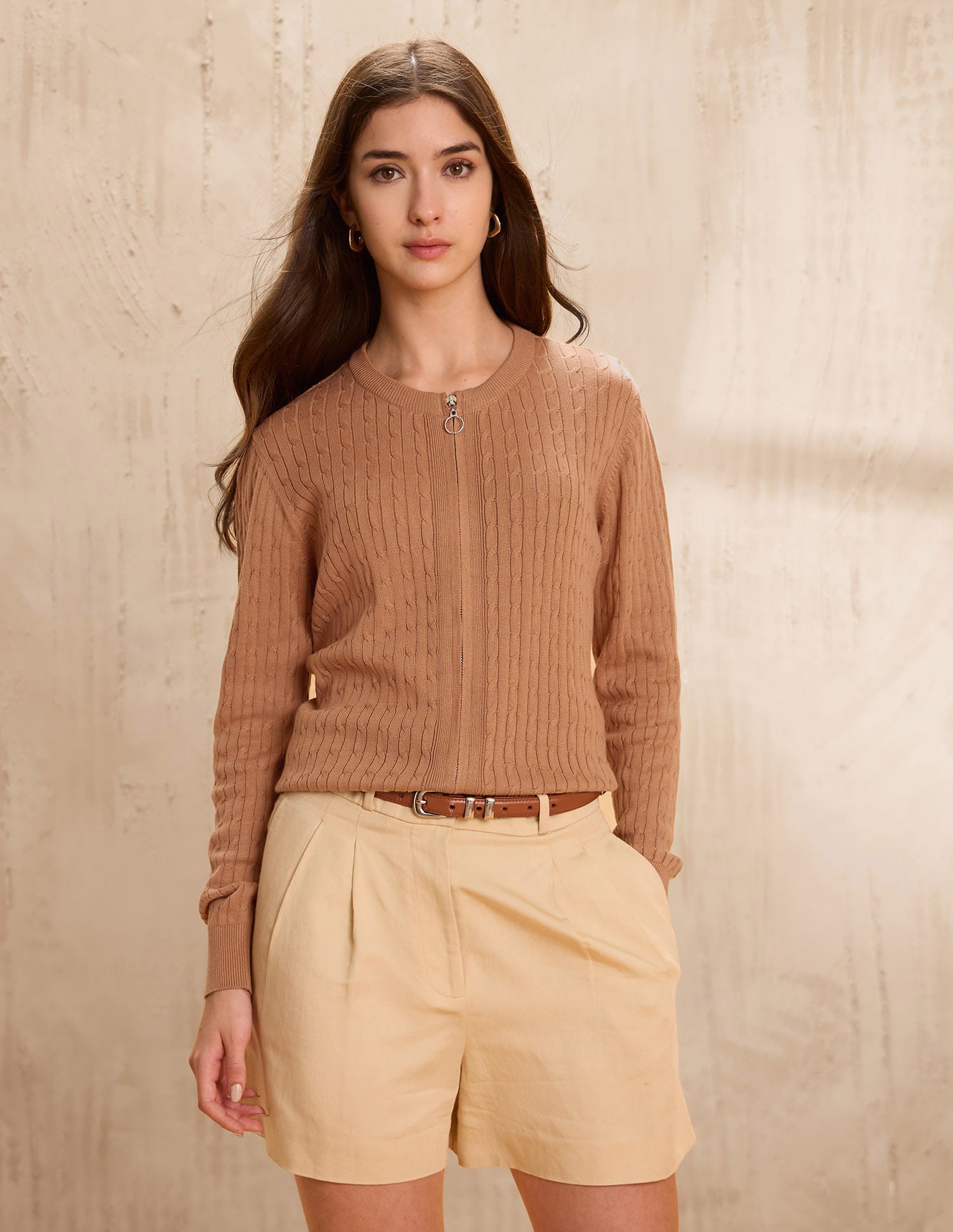 Textured Regular Fit Sweater Brown - U.S. POLO ASSN. | Large