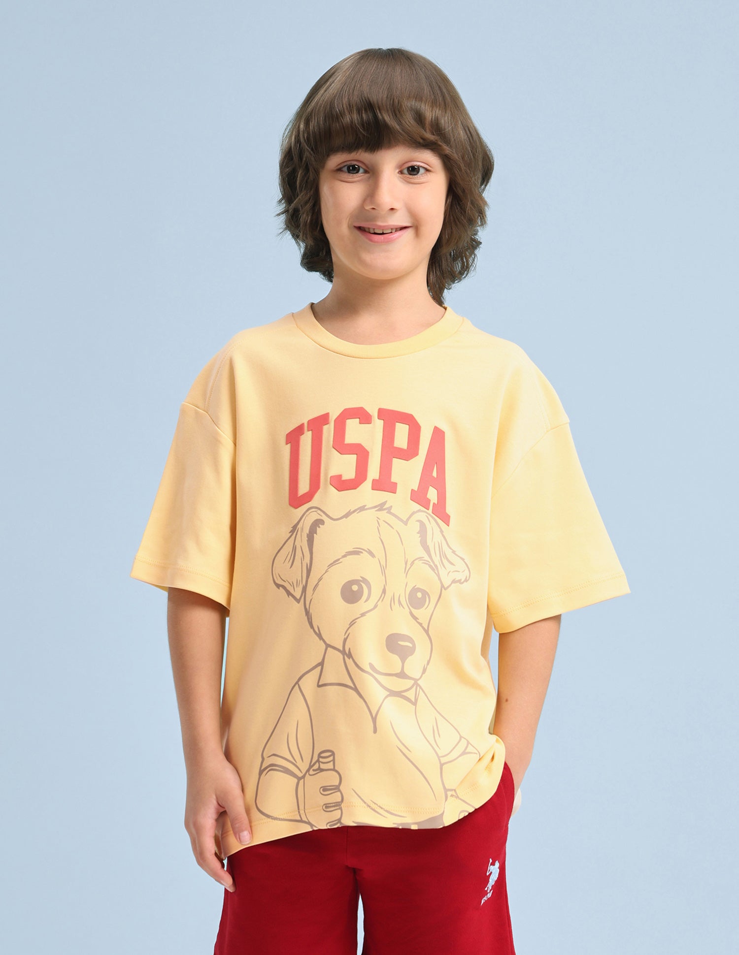 Graphic Brand Printed Oversized Fit T-Shirt Yellow - U.S. Polo Assn. India | Large