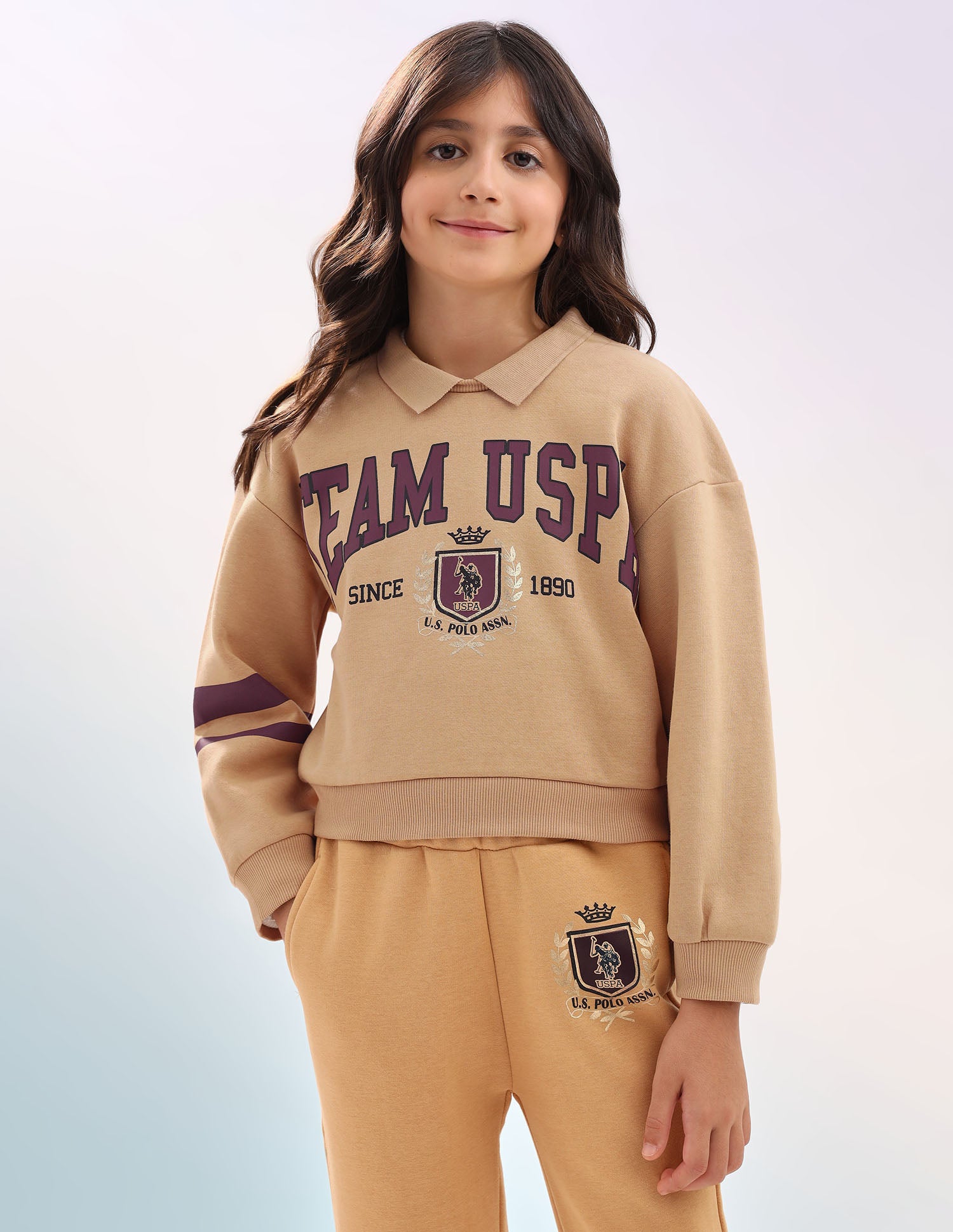 Brand Printed Regular Fit Sweatshirt Light Brown - U.S. POLO ASSN. | Large