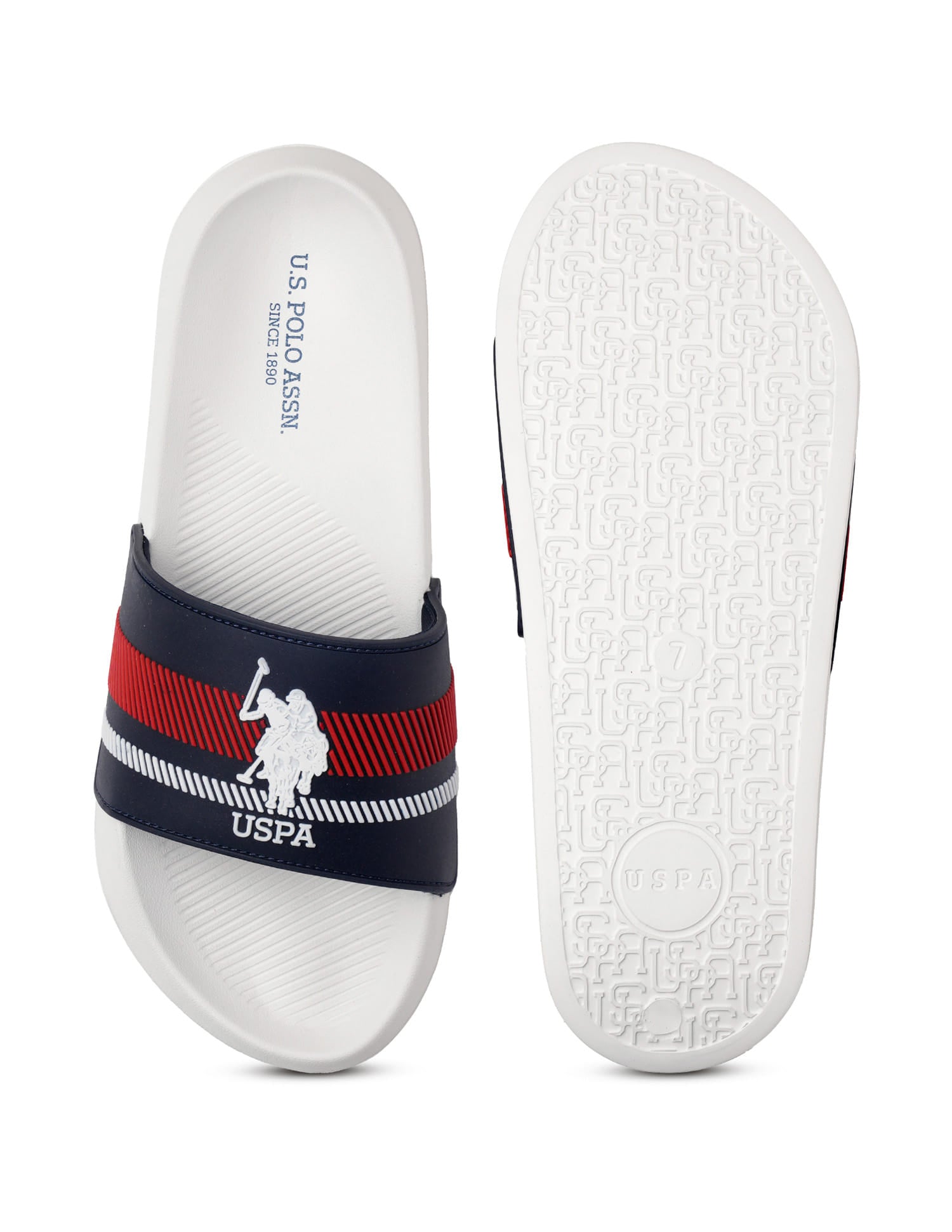 Men Rafa Brand Printed Sliders White - U.S. Polo Assn. India | Large