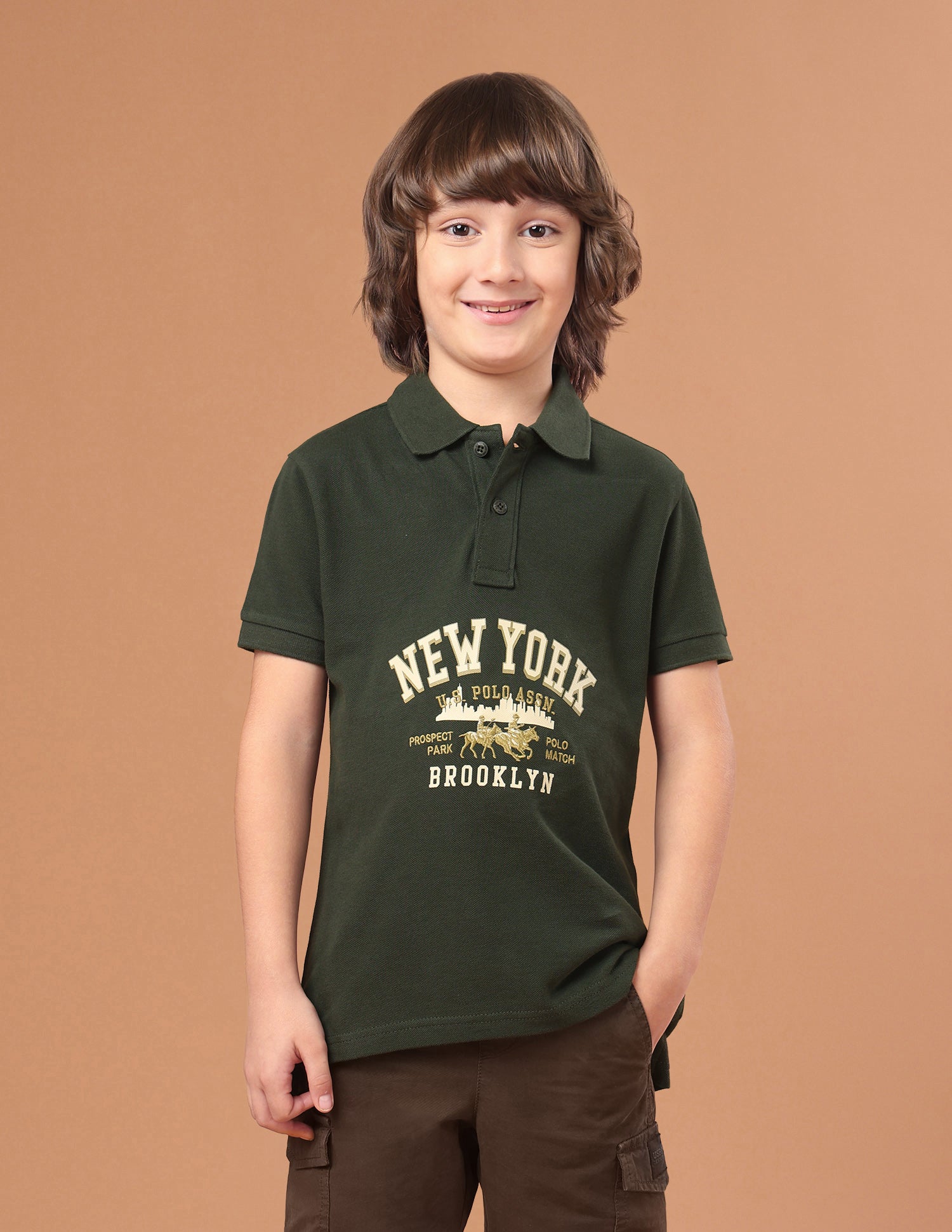 Brand Typographic Regular Fit Polo Shirt Olive - U.S. Polo Assn. India | Large