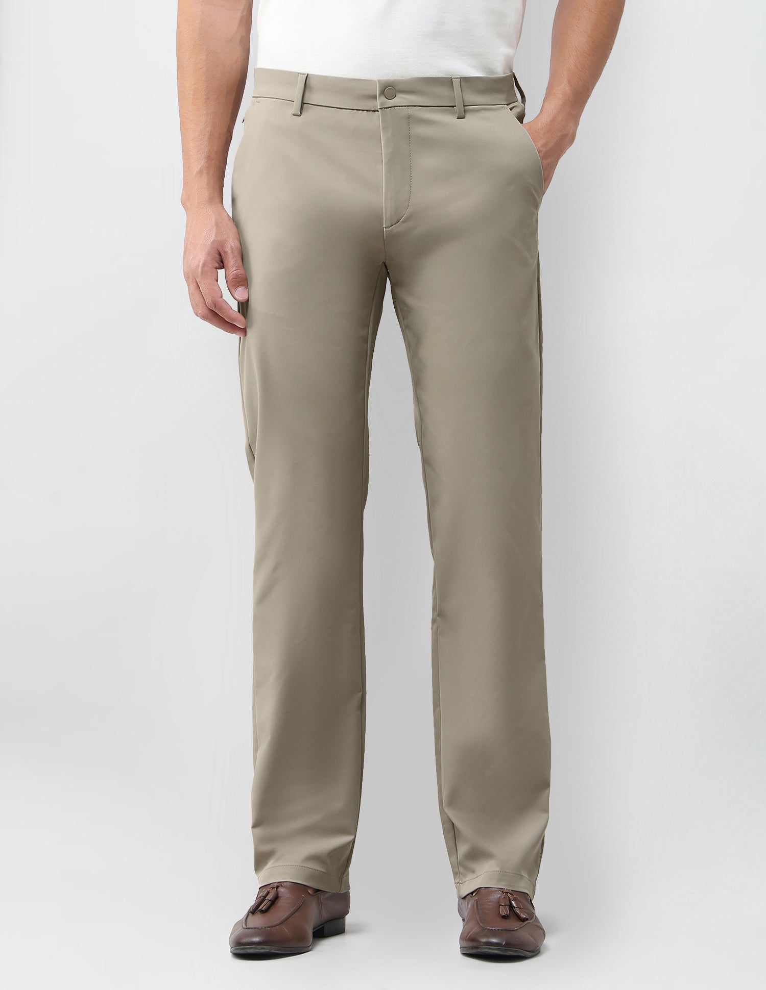 Mid Rise Riley Straight Fit Trousers Light Khaki - U.S. Polo Assn. India | Large