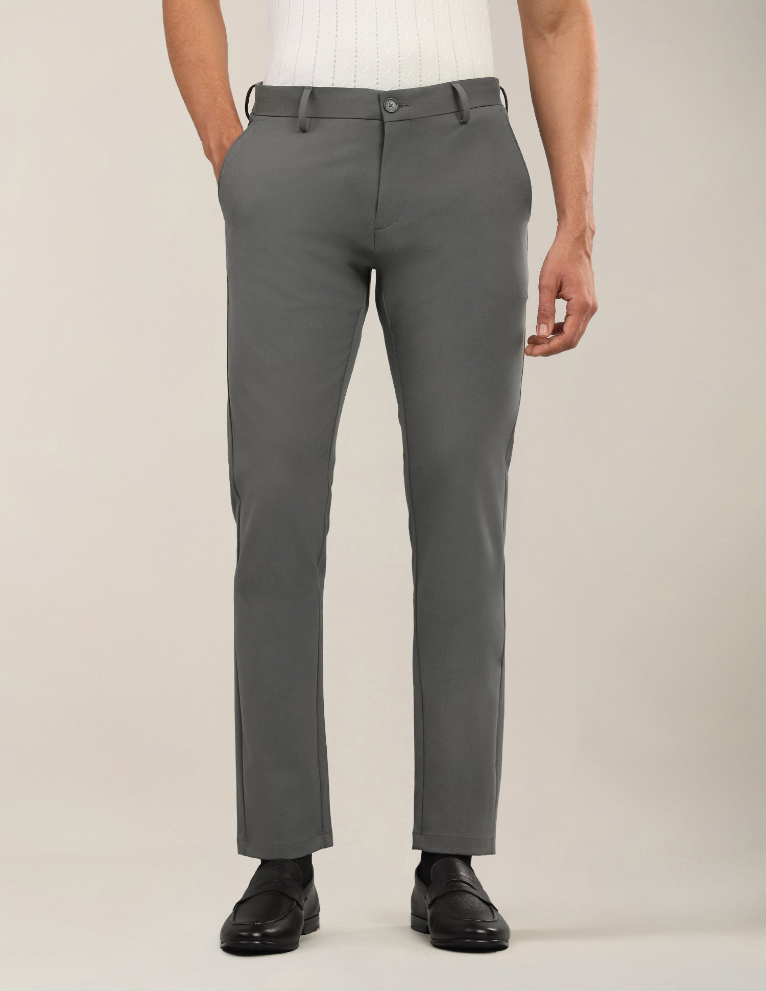 Super Slim Fit Satin Trousers Sage - U.S. Polo Assn. India | Large