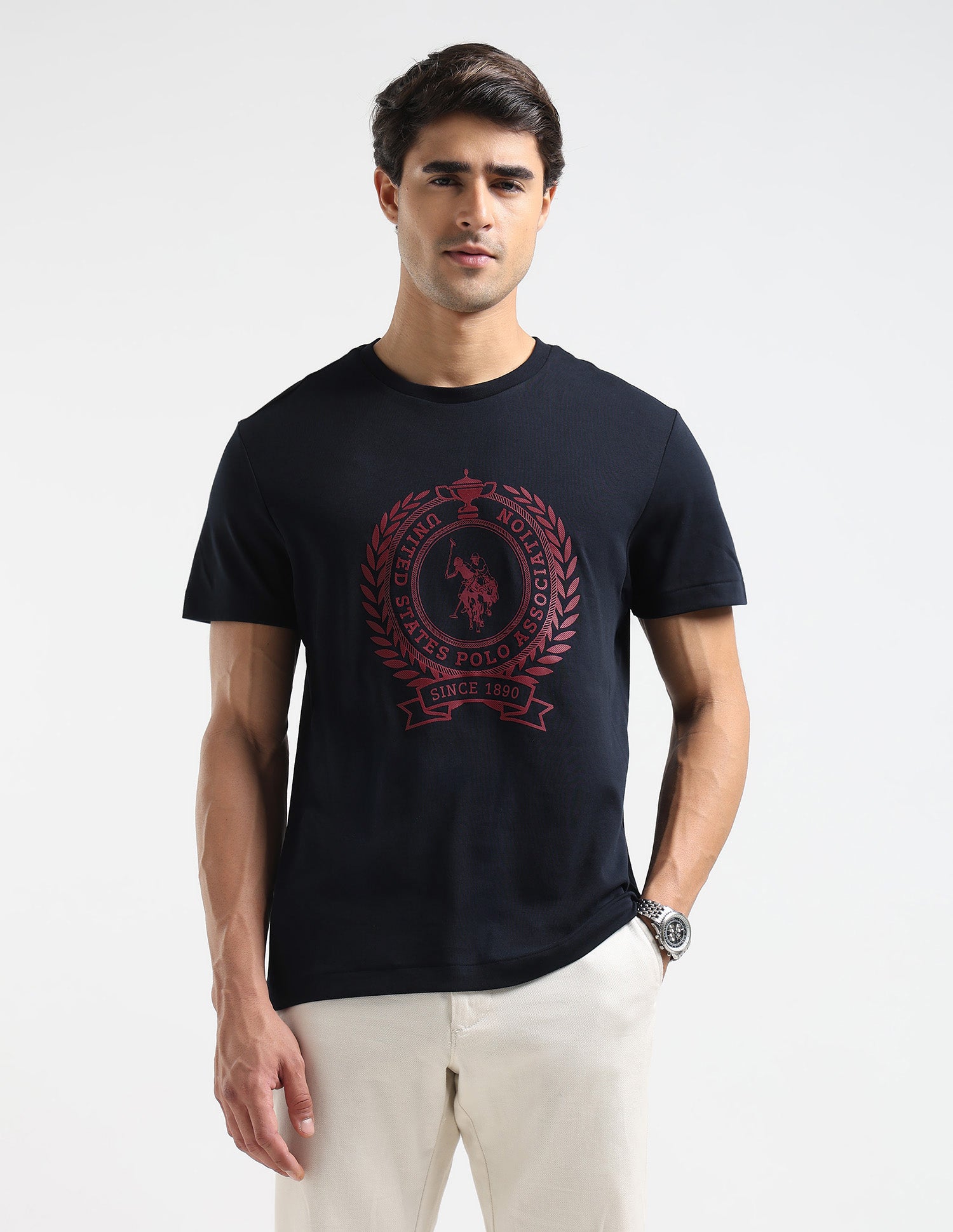 Brand Printed Regular Fit T Shirt Navy - U.S. POLO ASSN. | Large