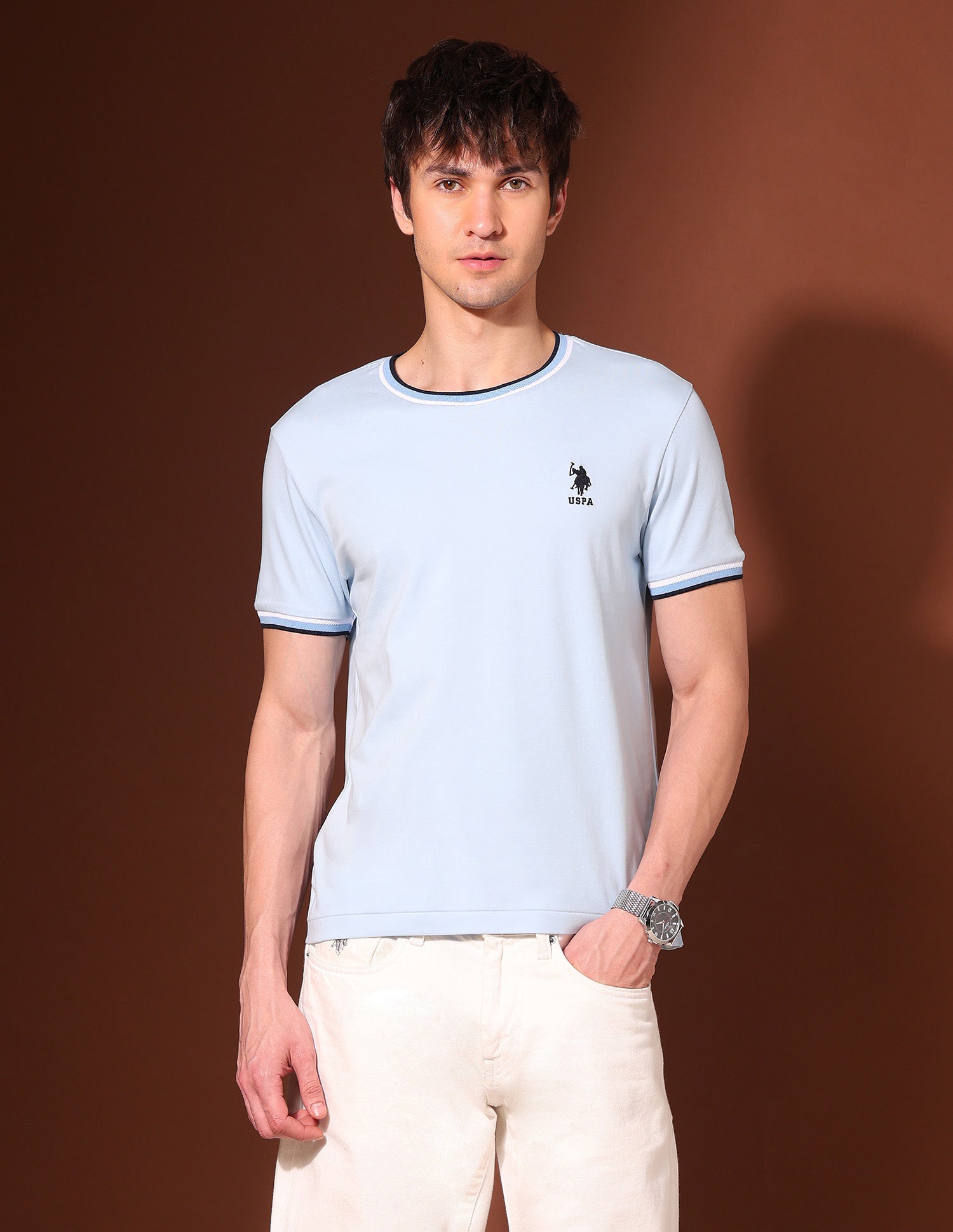 Pure Cotton Working Holiday T-Shirt Light Blue - U.S. Polo Assn. India | Large