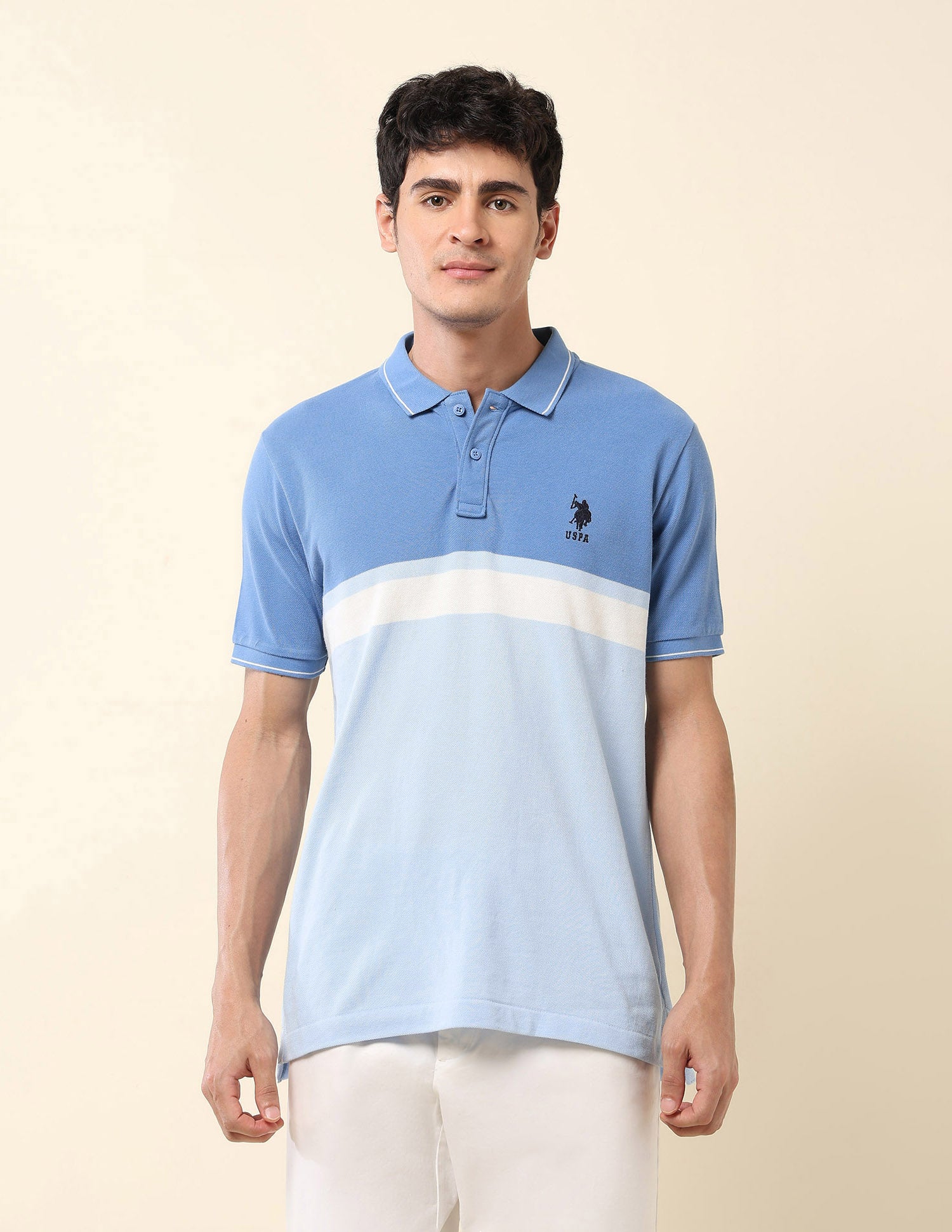 Colourblocked Summer Splash Polo Shirt Light Blue - U.S. Polo Assn. India | Large