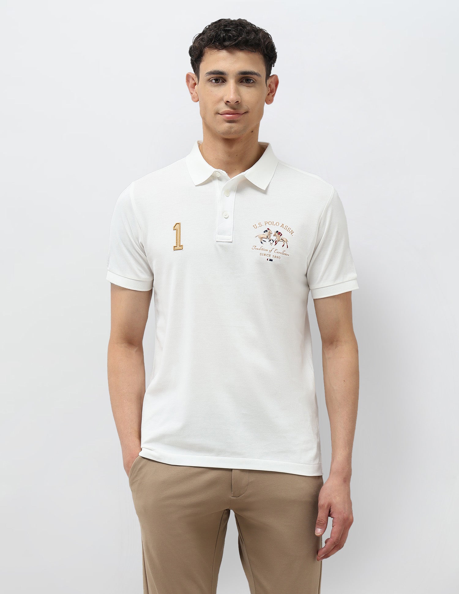 Numeric Brand Embroidered Polo Shirt Off White - U.S. POLO ASSN. | Large