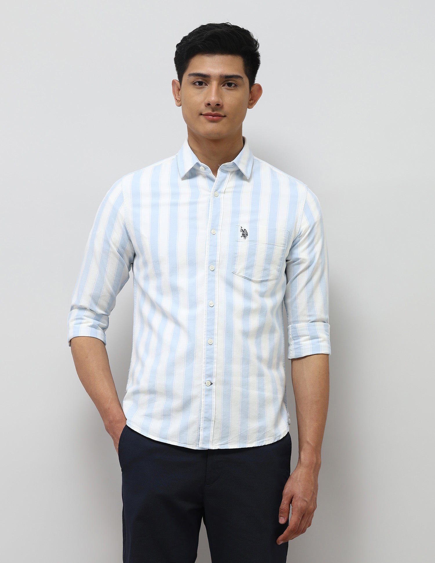 Oxford Tailored Fit Shirt Light Blue - U.S. Polo Assn. India | Large