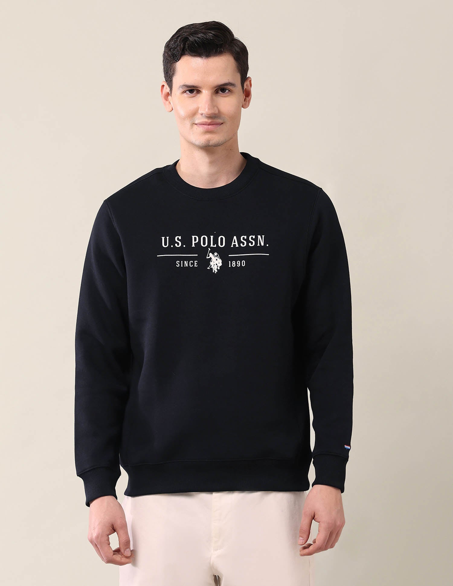 Brand Printed Regular Fit Sweatshirt Black - U.S. POLO ASSN. | Large