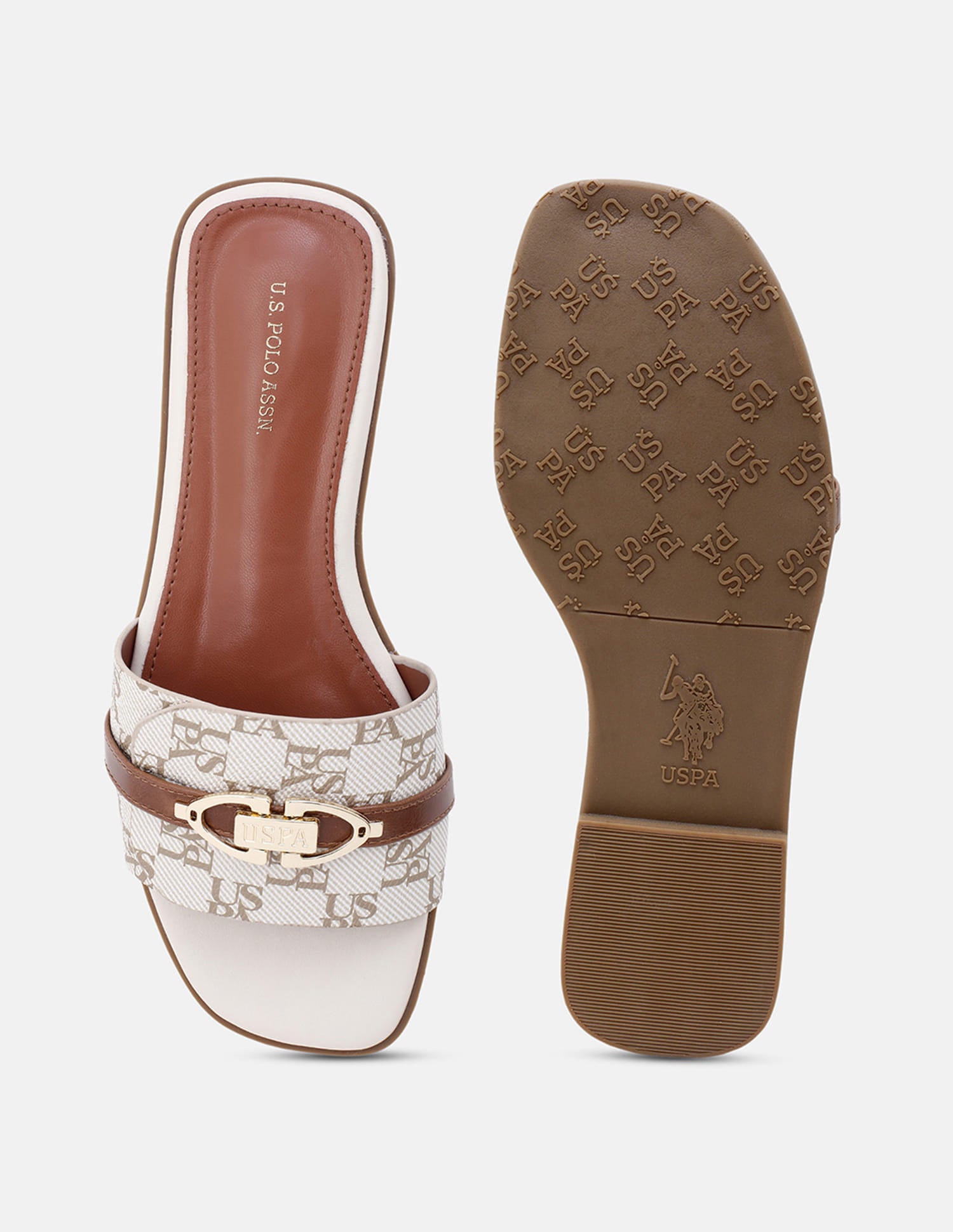 Monogram Leandre Sandals Off White - U.S. Polo Assn. India | Large