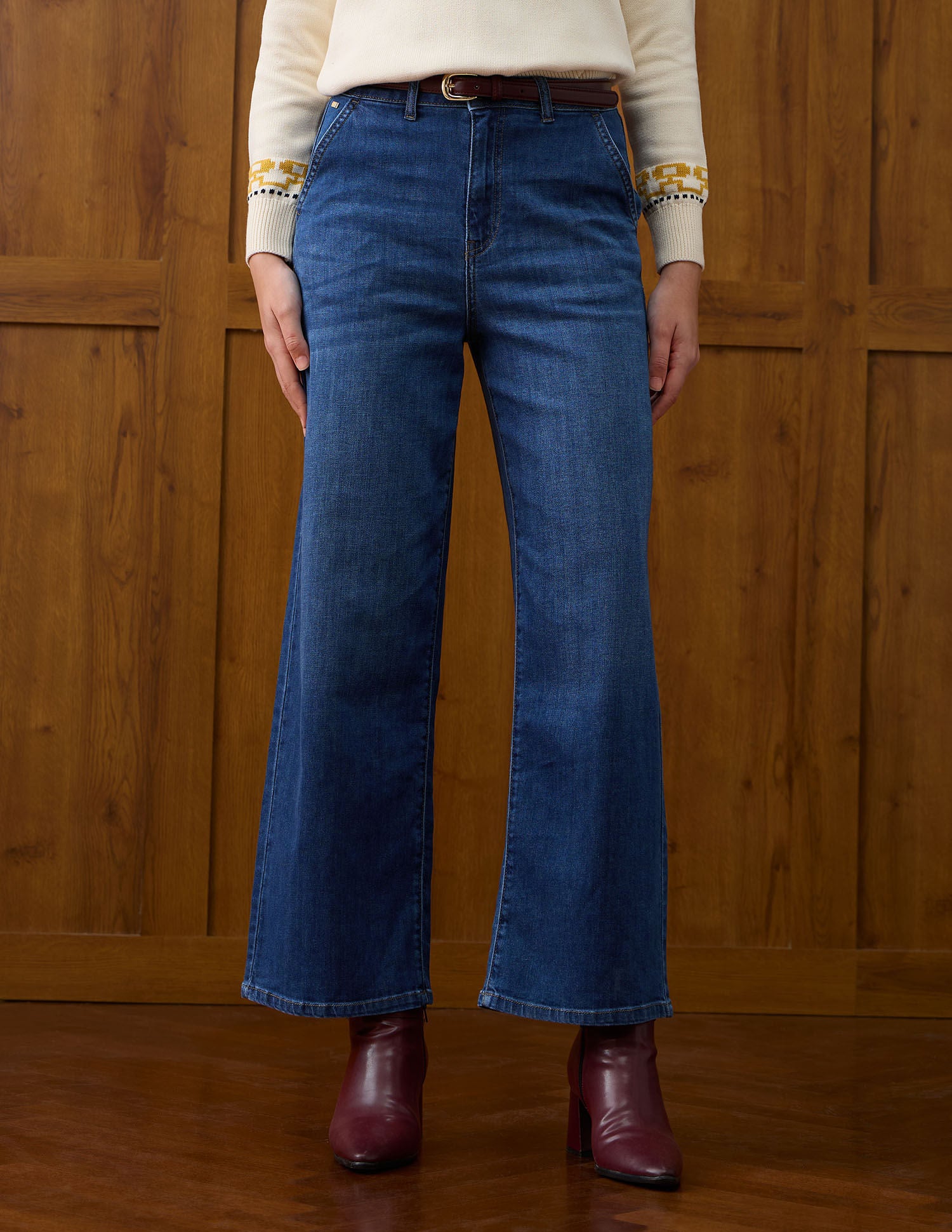 High Rise Wide Leg Fit Jeans Blue - U.S. POLO ASSN. | Large