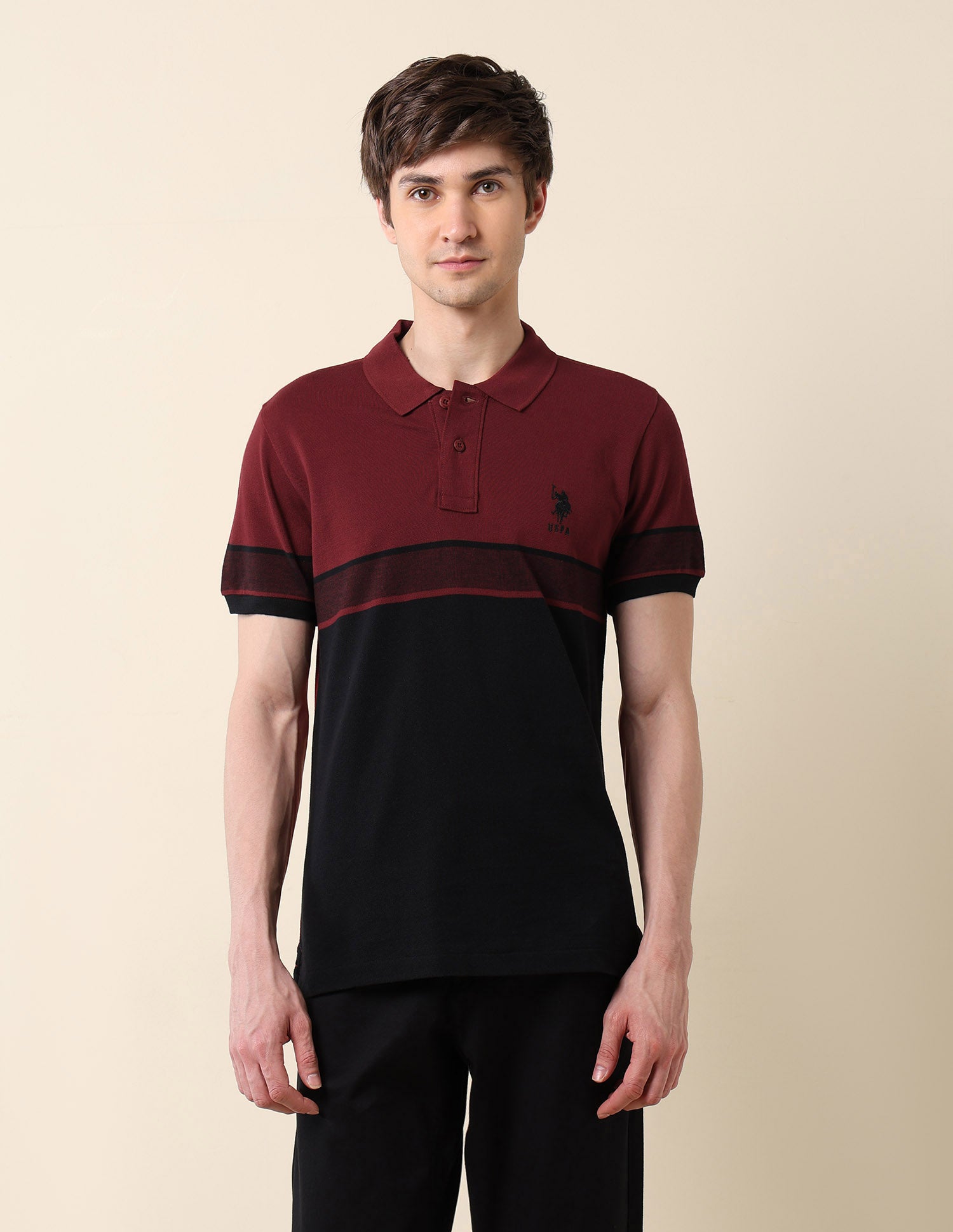 Colourblocked Classic Polo Shirt Wine - U.S. Polo Assn. India | Large