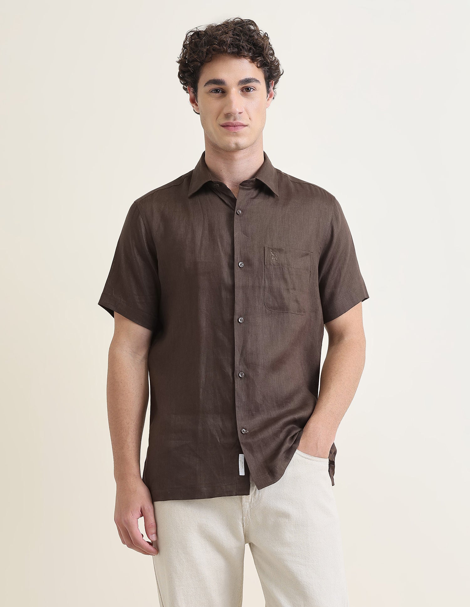 Solid Regular Fit Shirt Choco - U.S. Polo Assn. India | Large