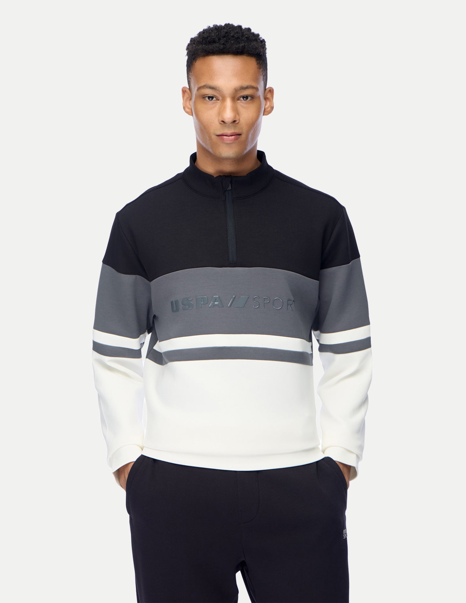 Brand Embossed Slim Fit Active Sweatshirt Black - U.S. Polo Assn. India | Large