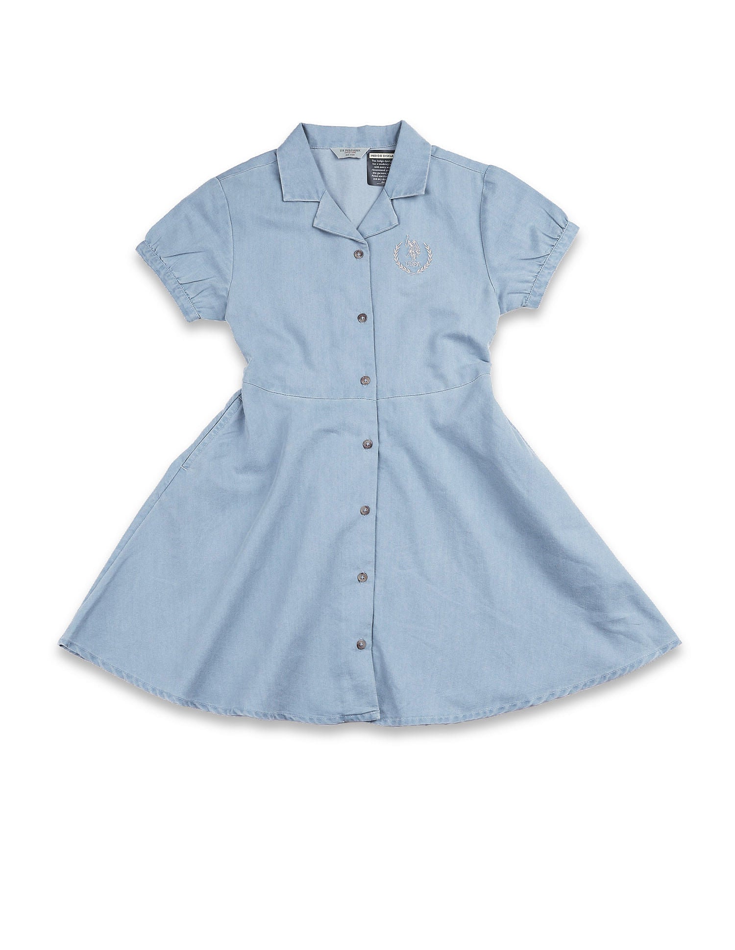 Girls Chambray A-Line Dress Light Indigo - U.S. POLO ASSN. | Large