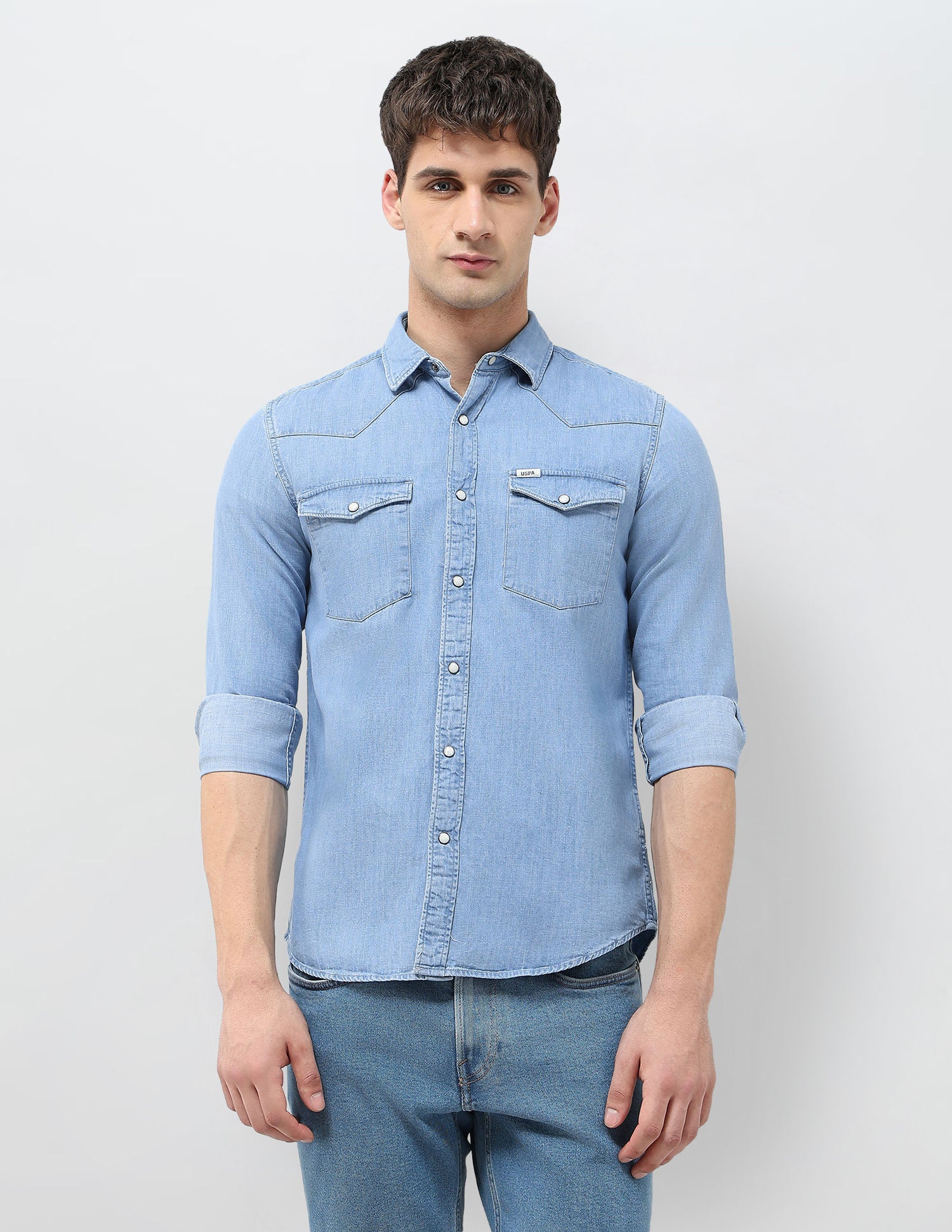 Slim Fit Twill Shirt Indigo - U.S. POLO ASSN. | Large