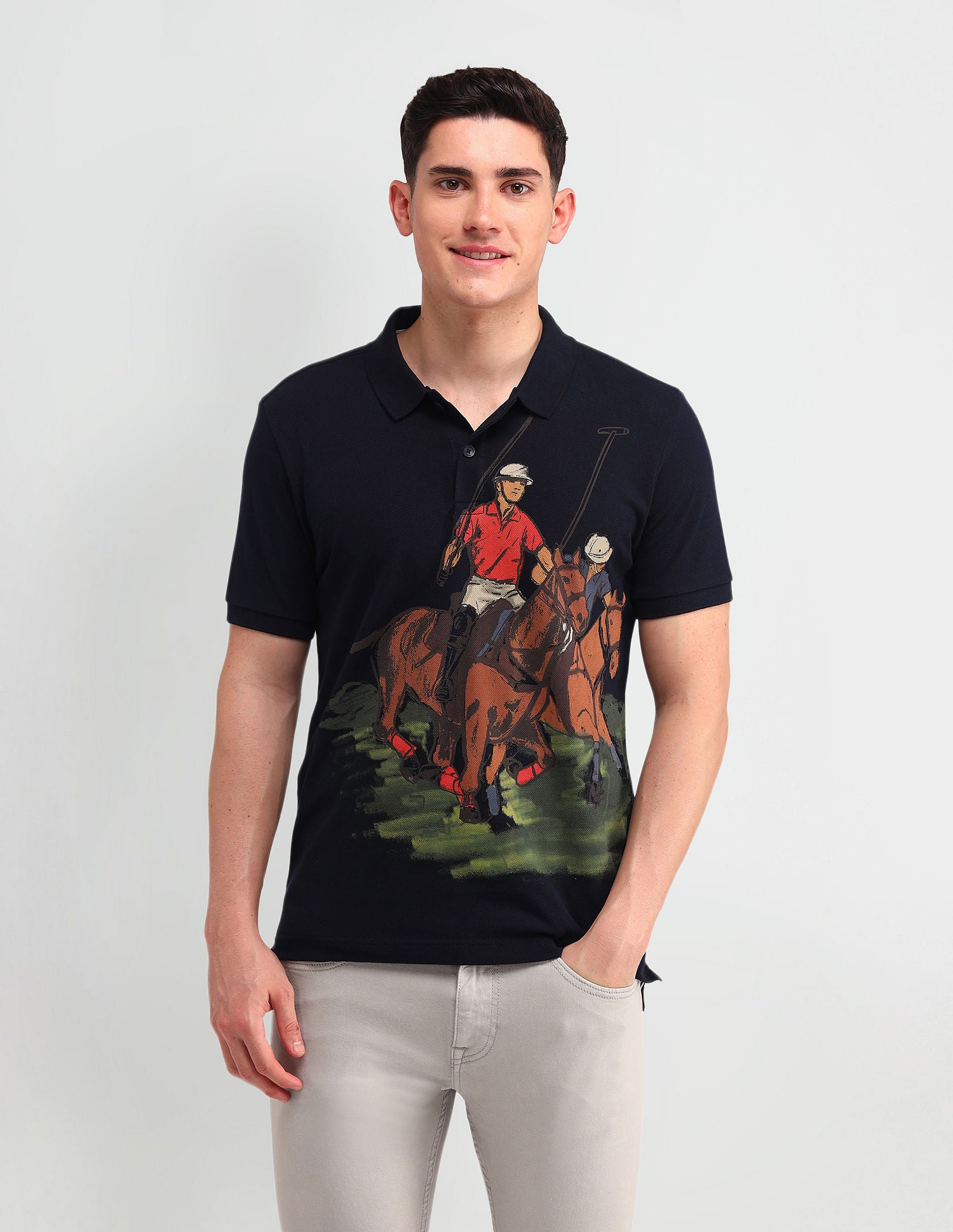 Outdoor Muscle Fit Brand Polo Shirt Navy - U.S. POLO ASSN. | Large