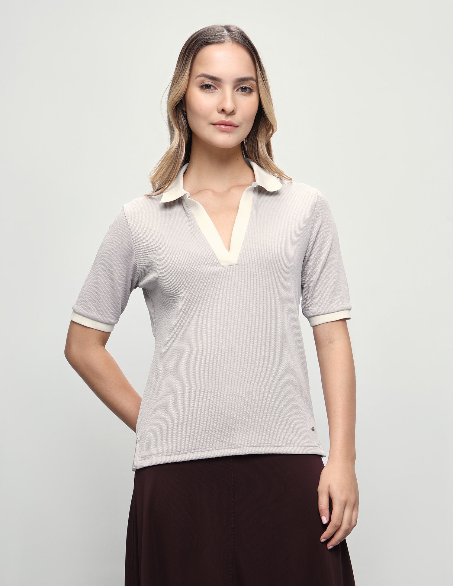 Self Design Vertical Striped Regular Fit Polo Shirt Grey - U.S. Polo Assn. India | Large