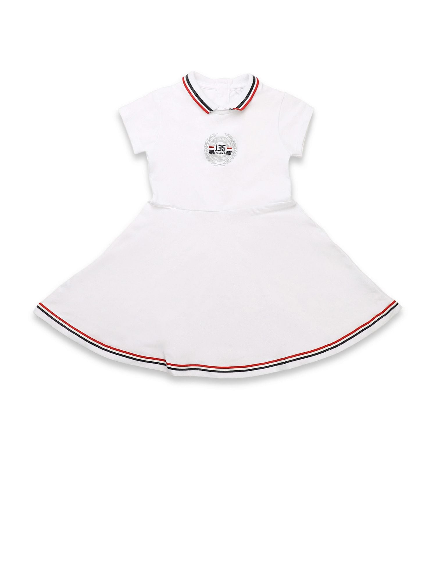 Girls Brand Appliqued Skater Dress White - U.S. POLO ASSN. | Large