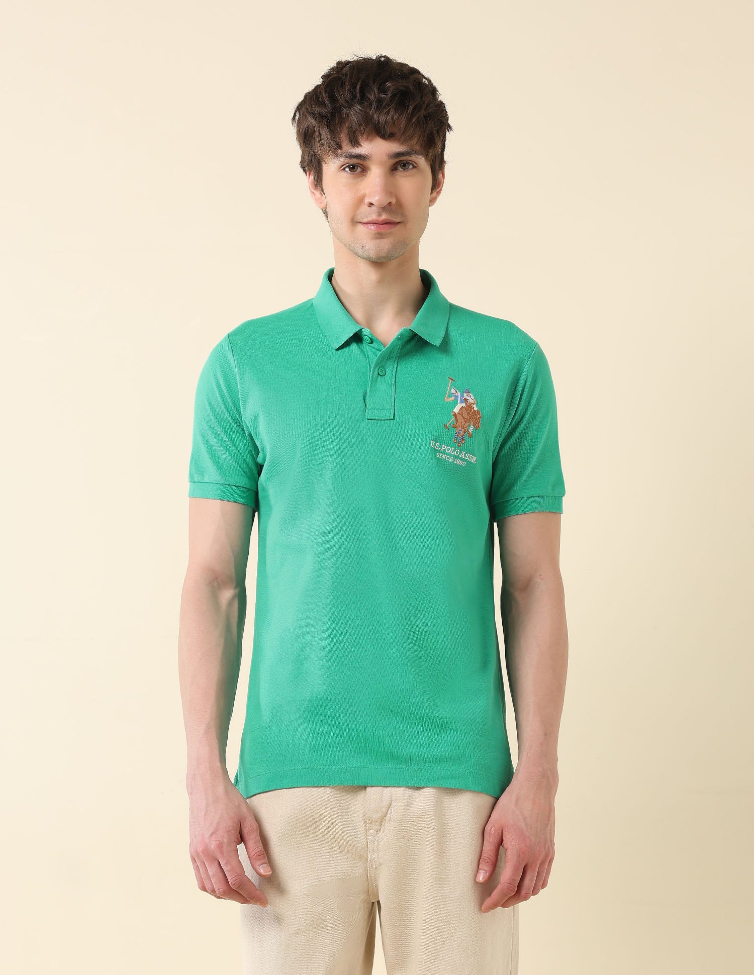 Slim Fit Summer Splash Polo Shirt Green - U.S. Polo Assn. India | Large
