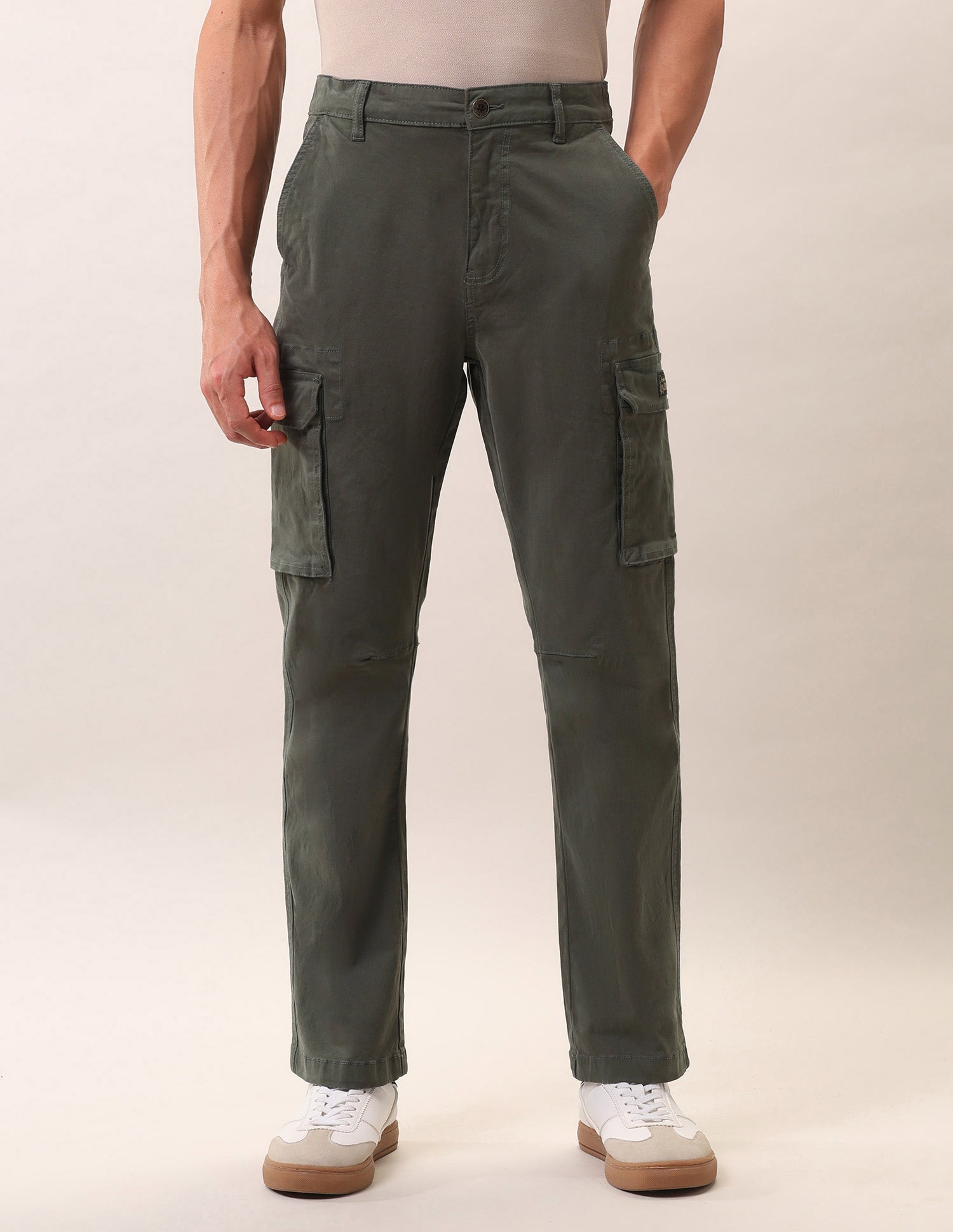 Straight Fit Twill Trousers Olive - U.S. Polo Assn. India | Large