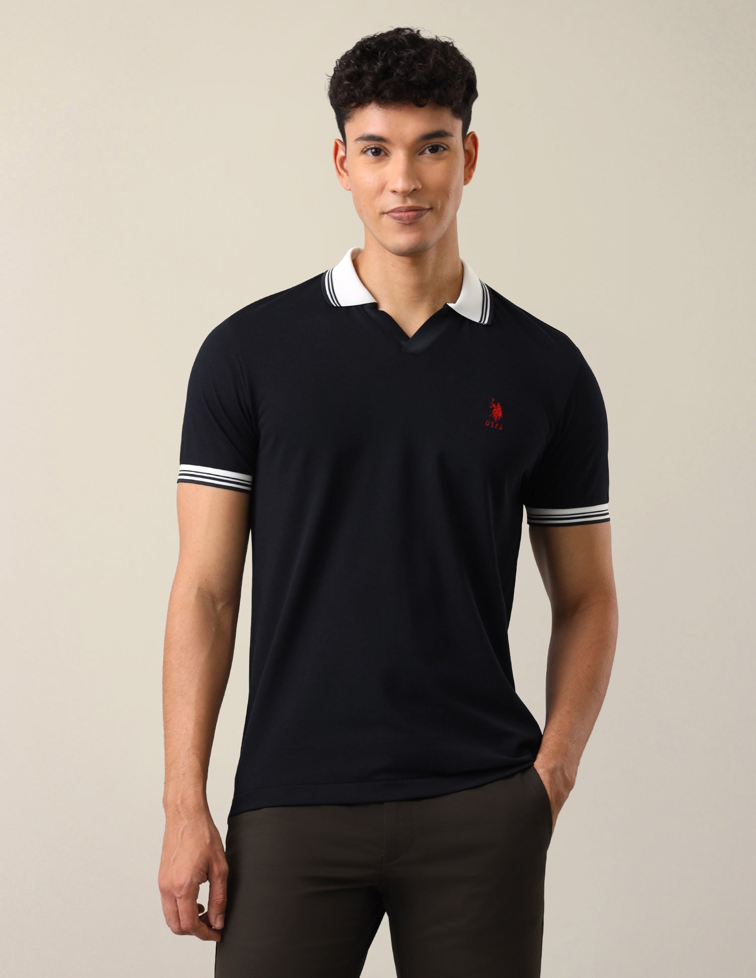 Solid Slim Fit Polo Shirt Navy - U.S. Polo Assn. India | Large