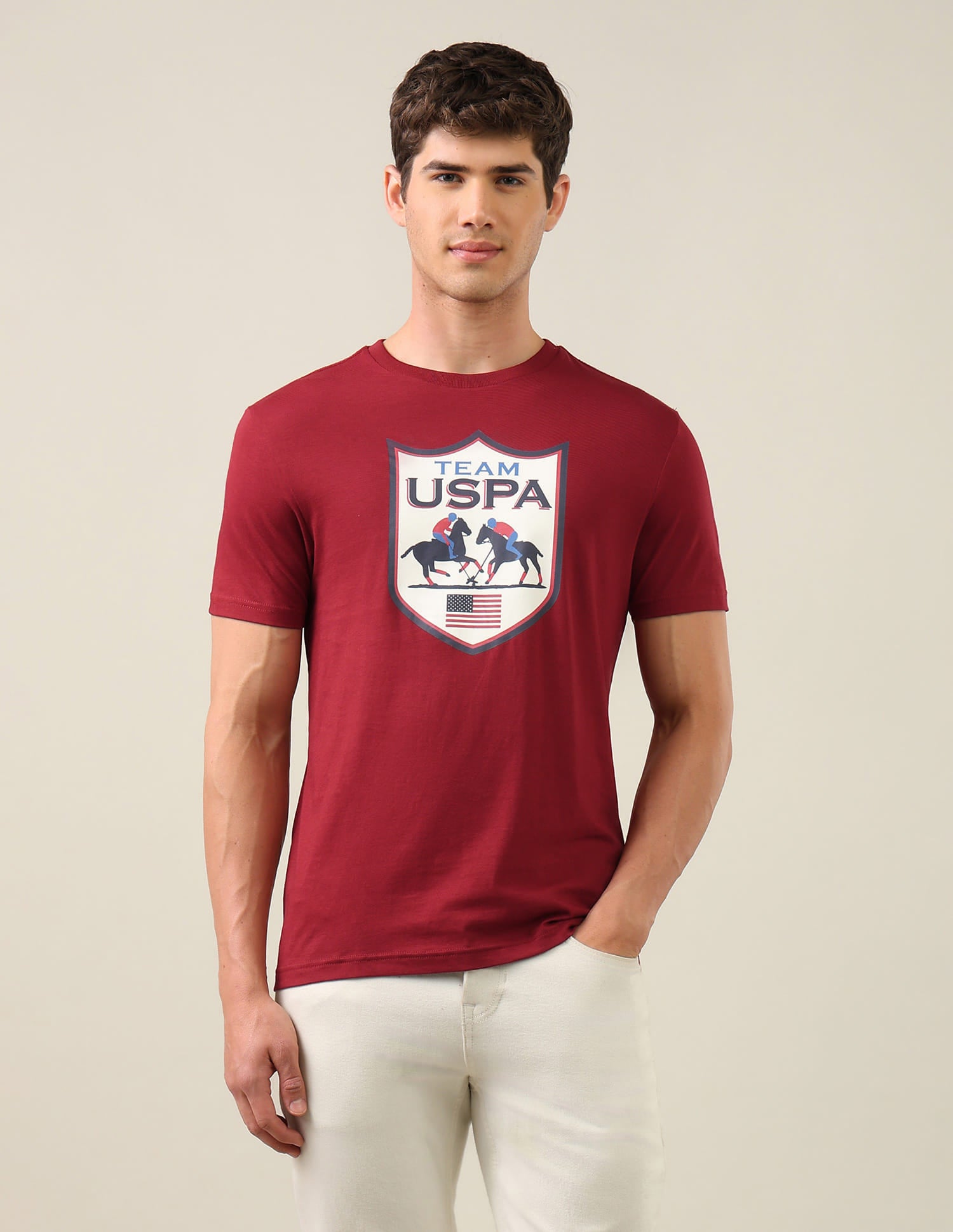 Graphic Brand Printed Regular Fit T-Shirt Red - U.S. Polo Assn. India | Large