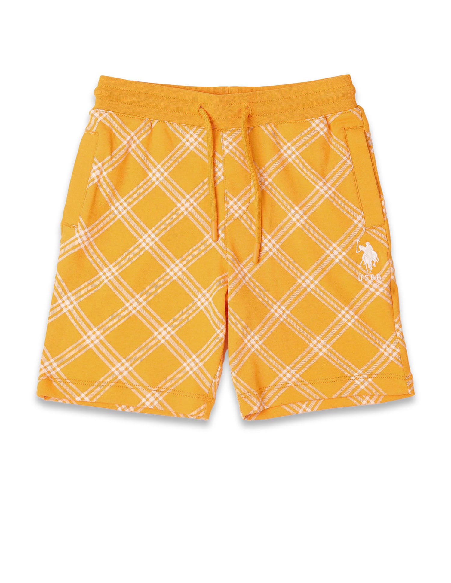 Boys Plaid Checked Regular Fit Shorts Orange - U.S. POLO ASSN. | Large